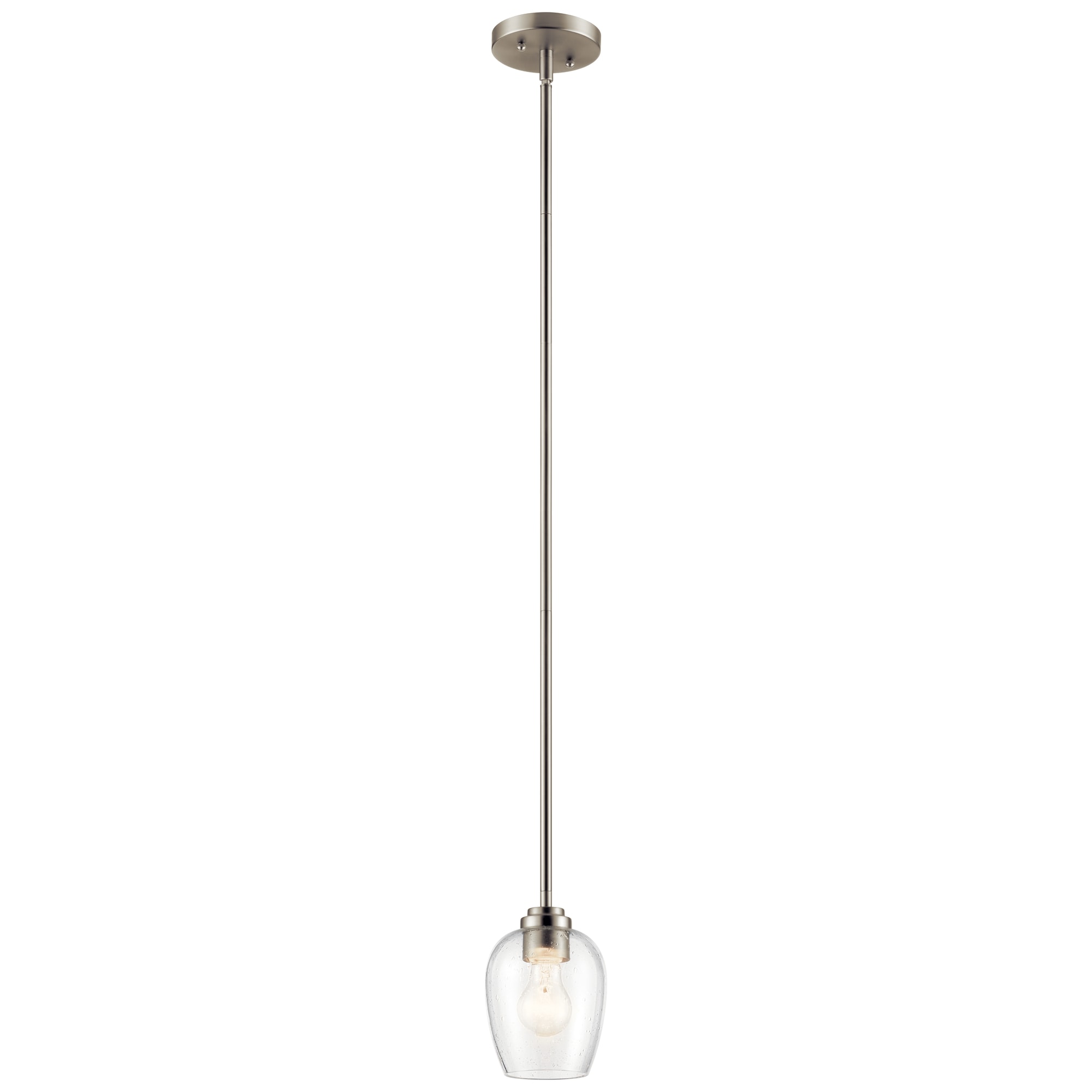 Valserrano Brushed Nickel Mini Pendant with Seeded Glass Shade
