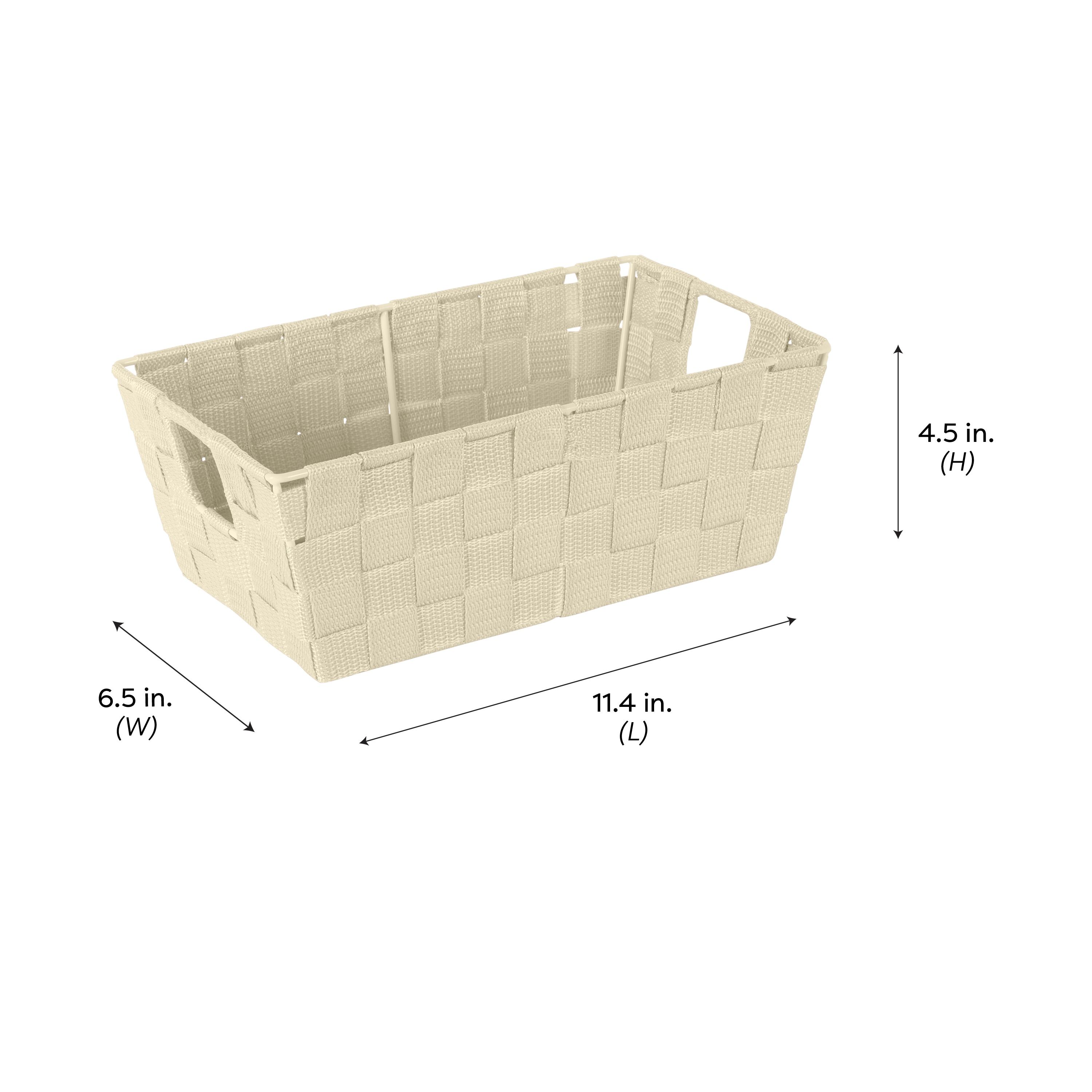 Simplify Medium Woven Strap Shelf Storage Basket Tote in Heather