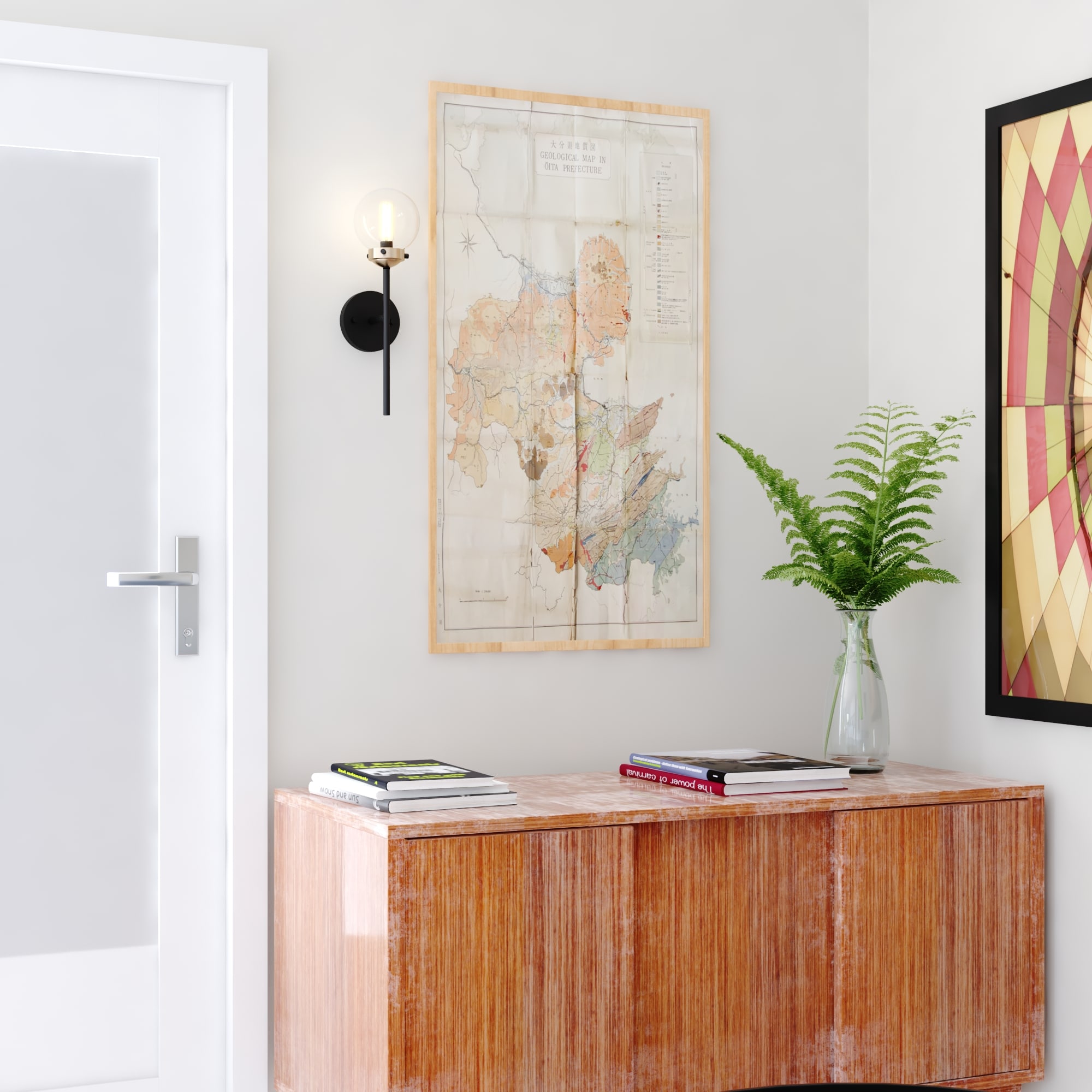 Muted Brass and Bronze Mid-Century Modern Wall Sconce