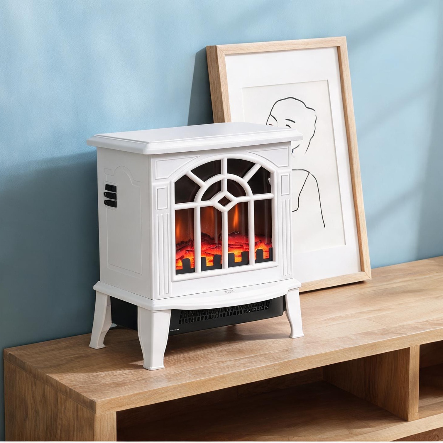Tammesy - Crisp White Electric Stove Heater and White Plastic Fireplaces and Accessories with 14....
