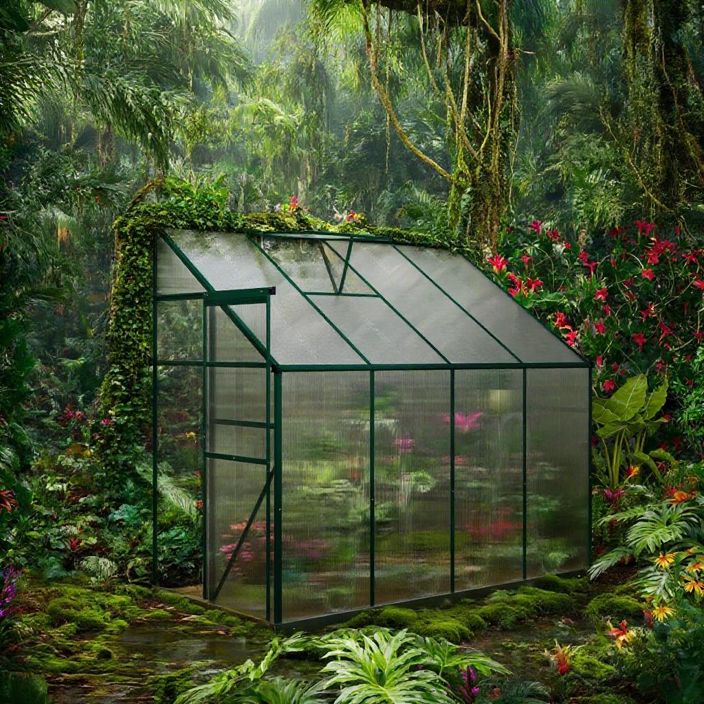 Tatayosi - Aluminum  Greenhouse 99.5-in L x 50-in W x 86.5-in H Green Walk-in Lean-To Polycarbona...
