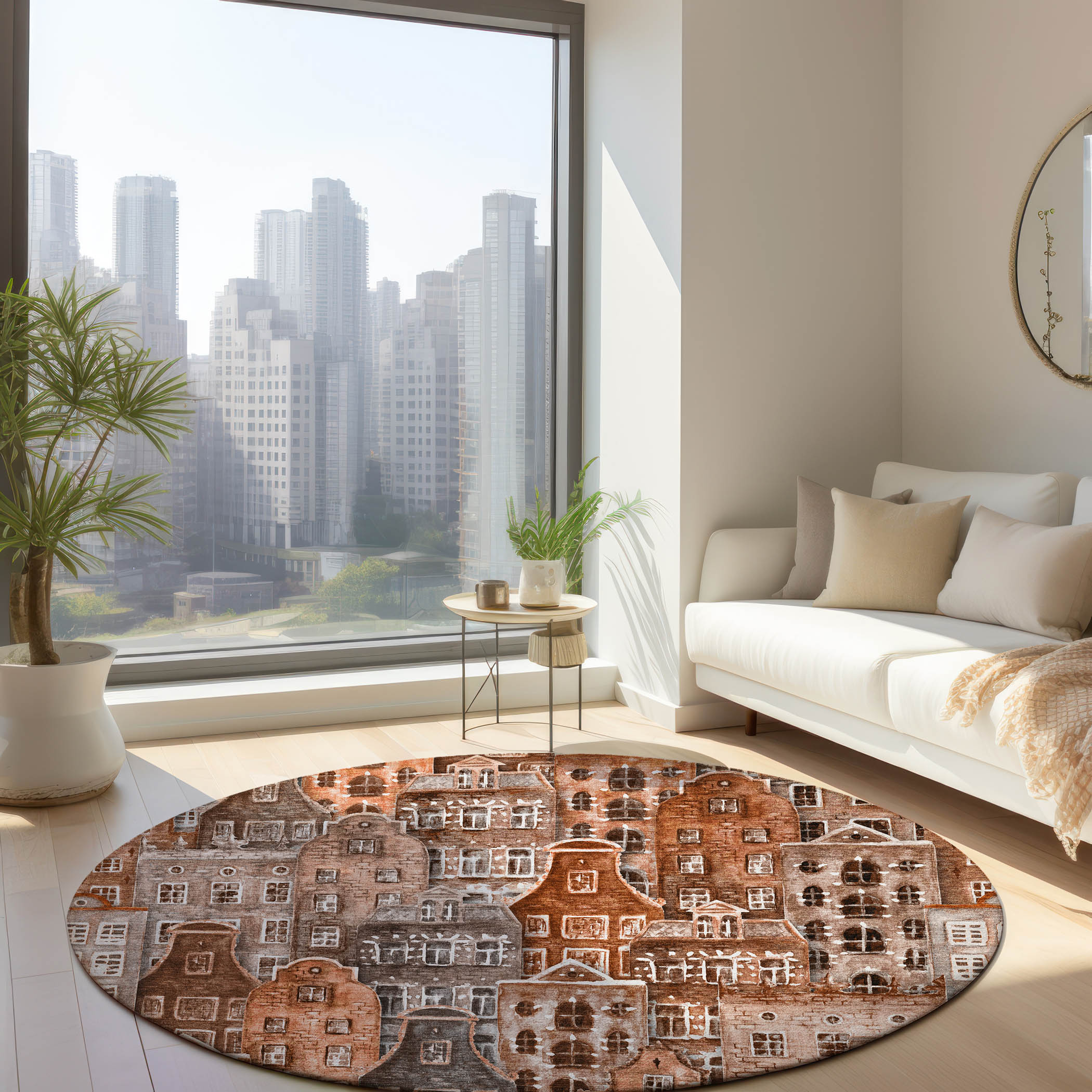 Addison Rugs ACN600PK8RO Chantille ACN600PK 8 x 8 (ft) Polyester Paprika Round Indoor/Outdoor Abstract Machine washable Area rug