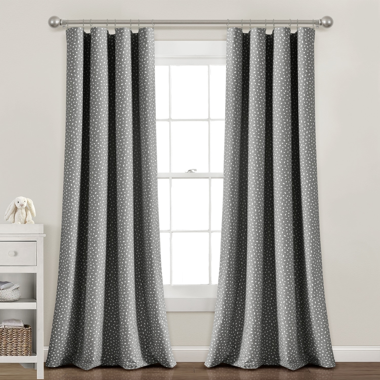 Lush Decor 21T012154 84-Inches Dark Gray Geometric Blackout Rod pocket Single curtain panel