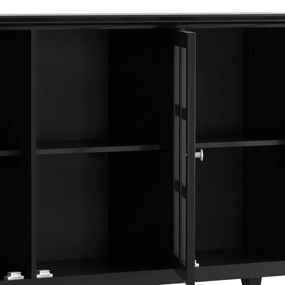 Acadian Black Solid Wood Storage Cabinet with Adjustable Shelves