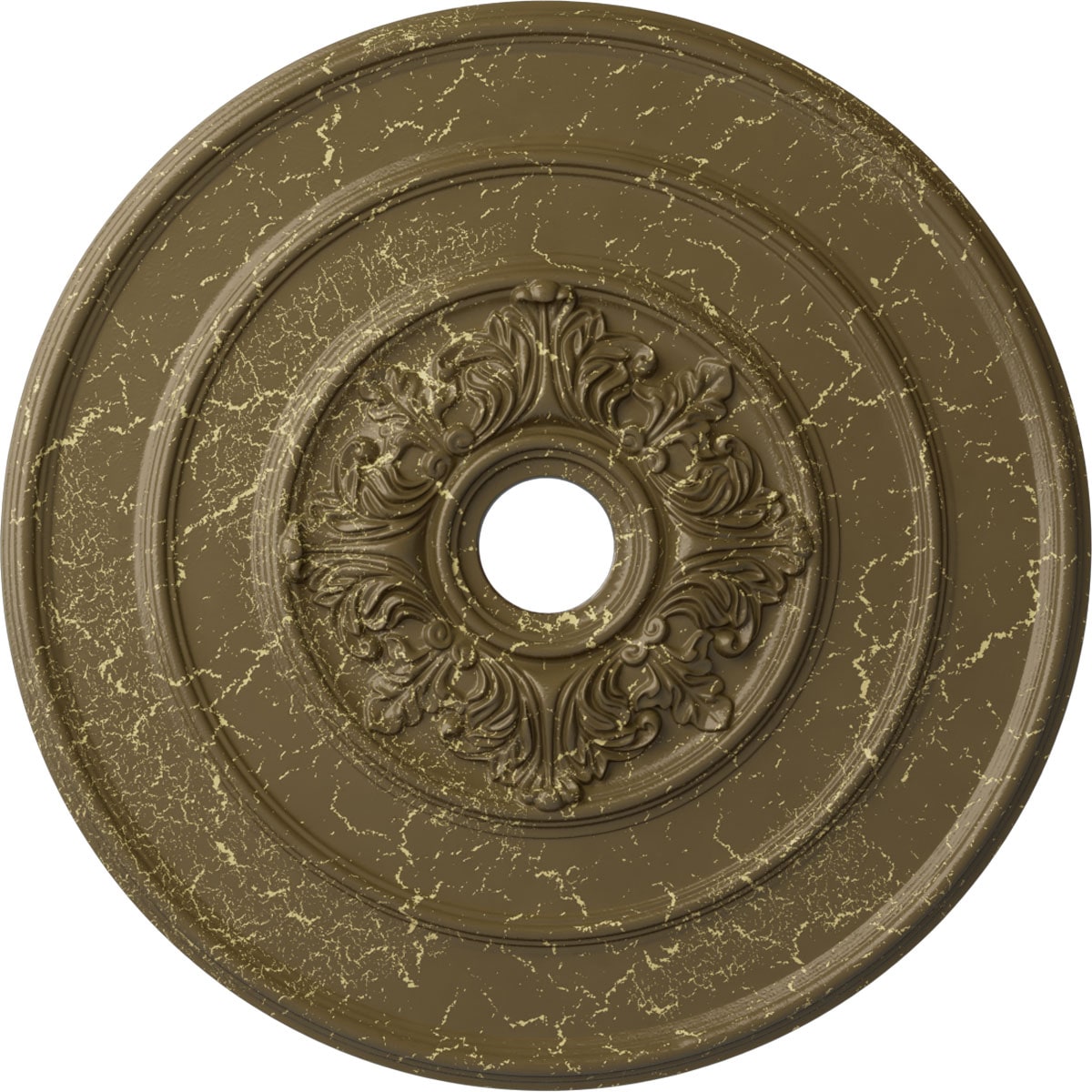 Ekena Millwork CM26TAMMC Traditional with Acanthus Leaves 26-in W x 26-in L Painted Mississippi Mud Crackle Polyurethane Whole Ceiling Medallion