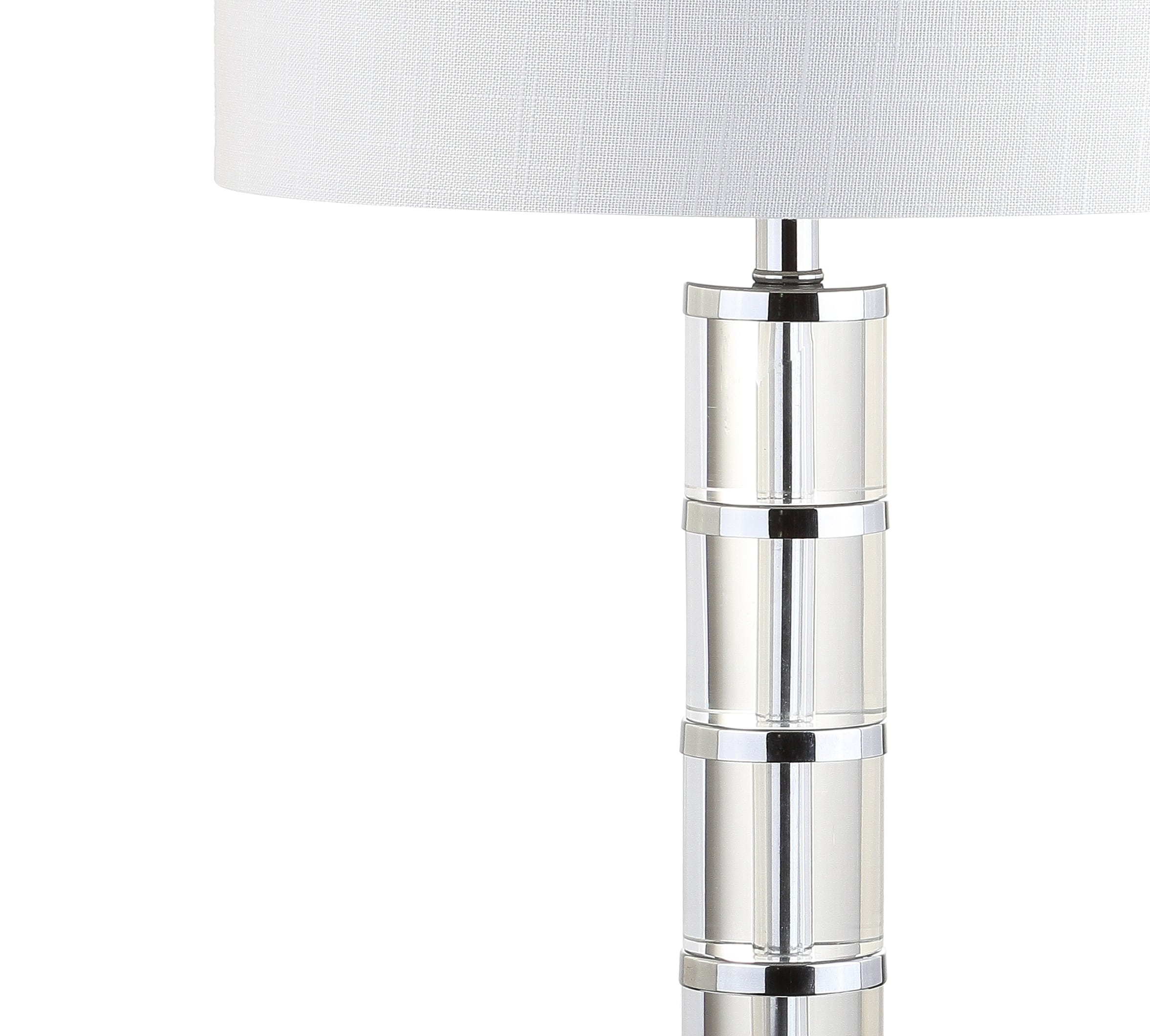 Hailey 26" Antique Crystal & Chrome Table Lamp with White Linen Shade