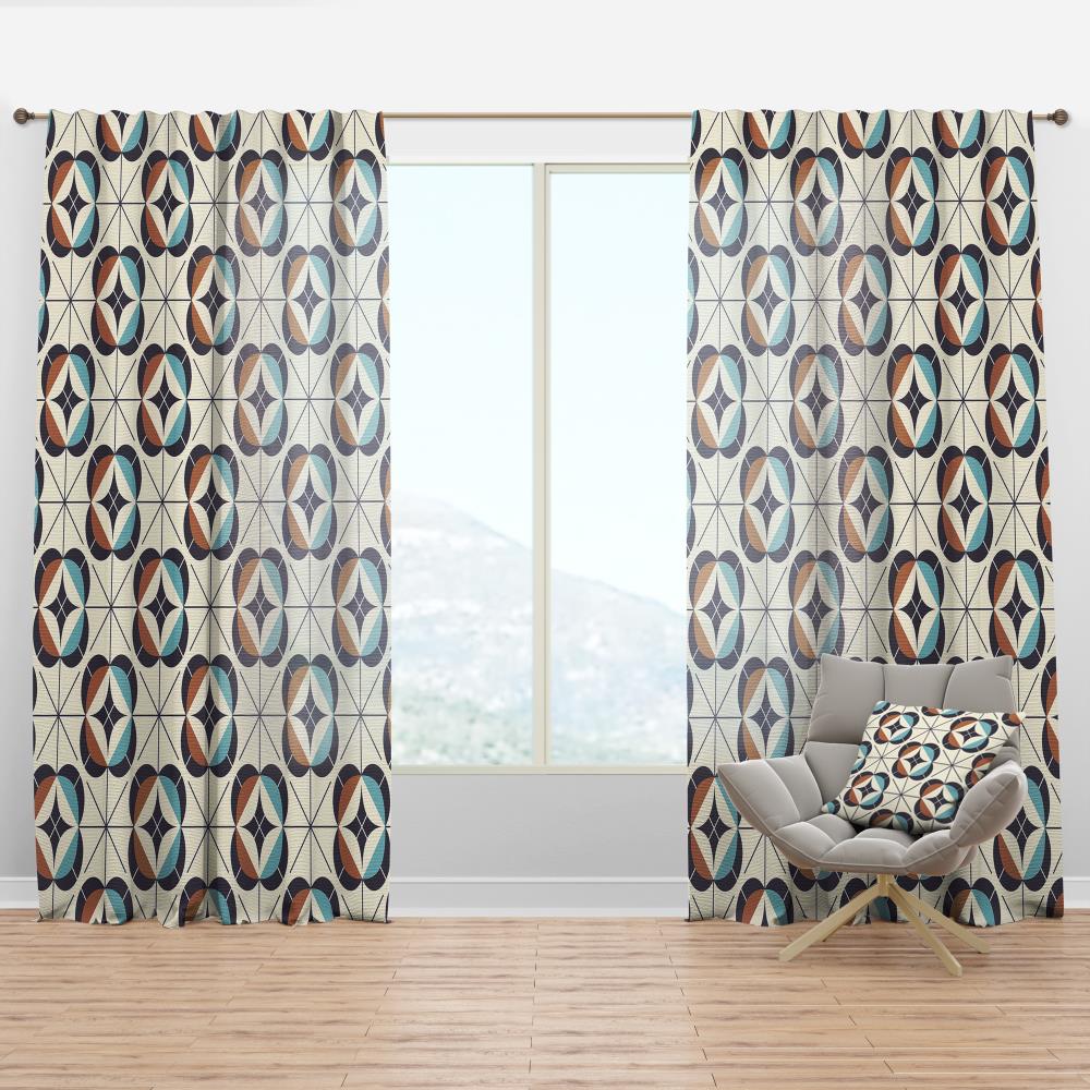 Designart CTN24200-52-120 120-in Brown Geometric Room darkening Thermal lined Rod pocket Single curtain panel