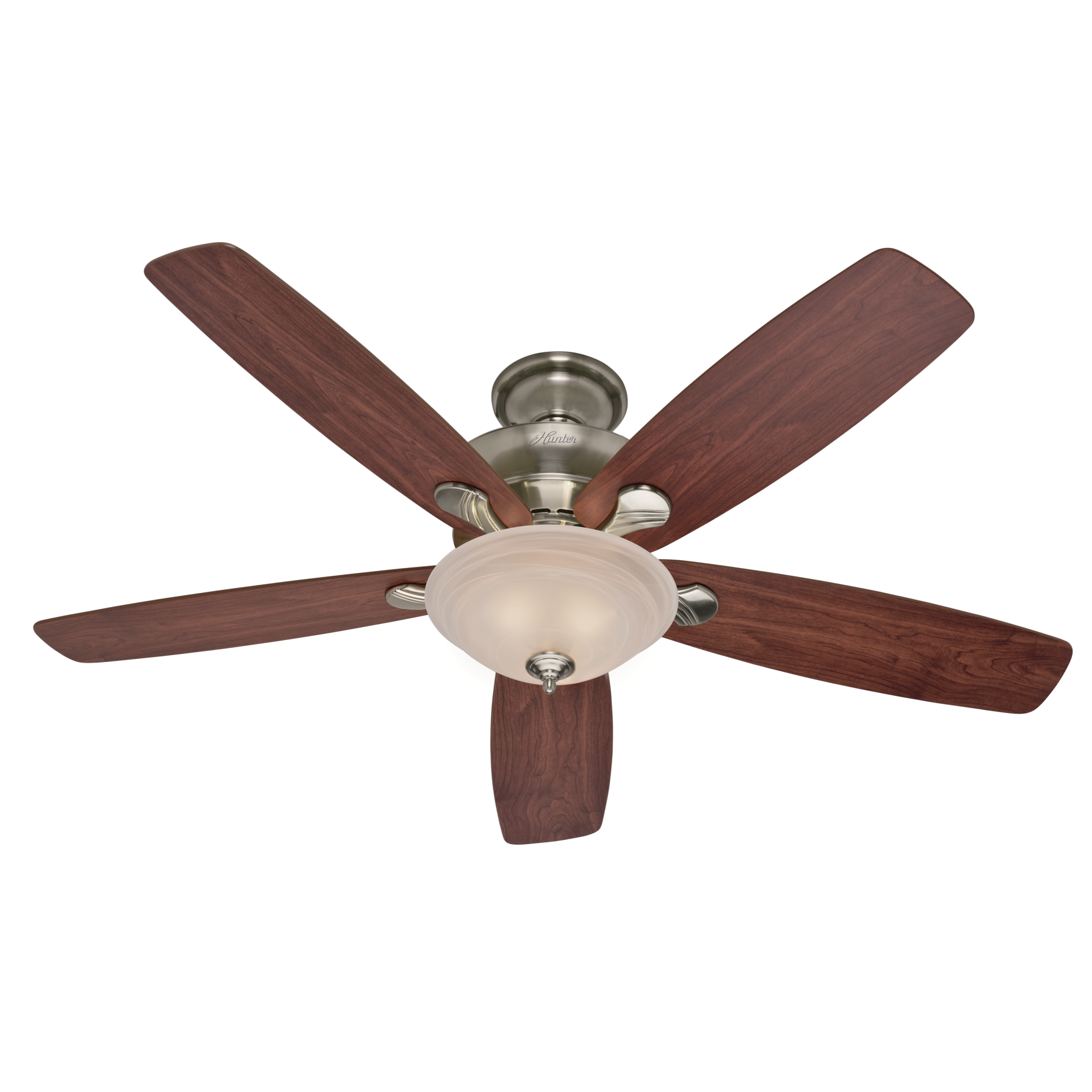 Hunter 28665 60-in Downrod or Flush Mount Dark Cherry/Maple Blades Ceiling Fan With Light ( 5 -Blade )
