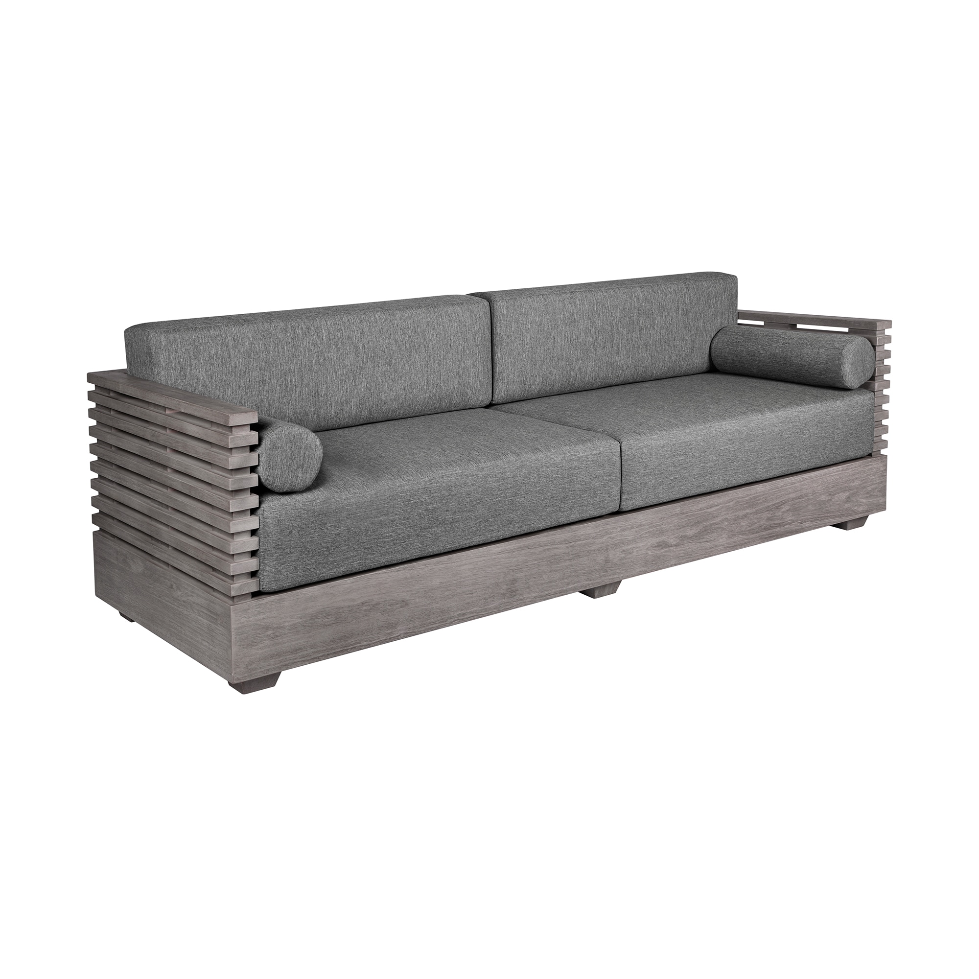 Armen Living LCVISOEUCGRY Vivid Outdoor Sofa with Gray Cushions and Wood Frame