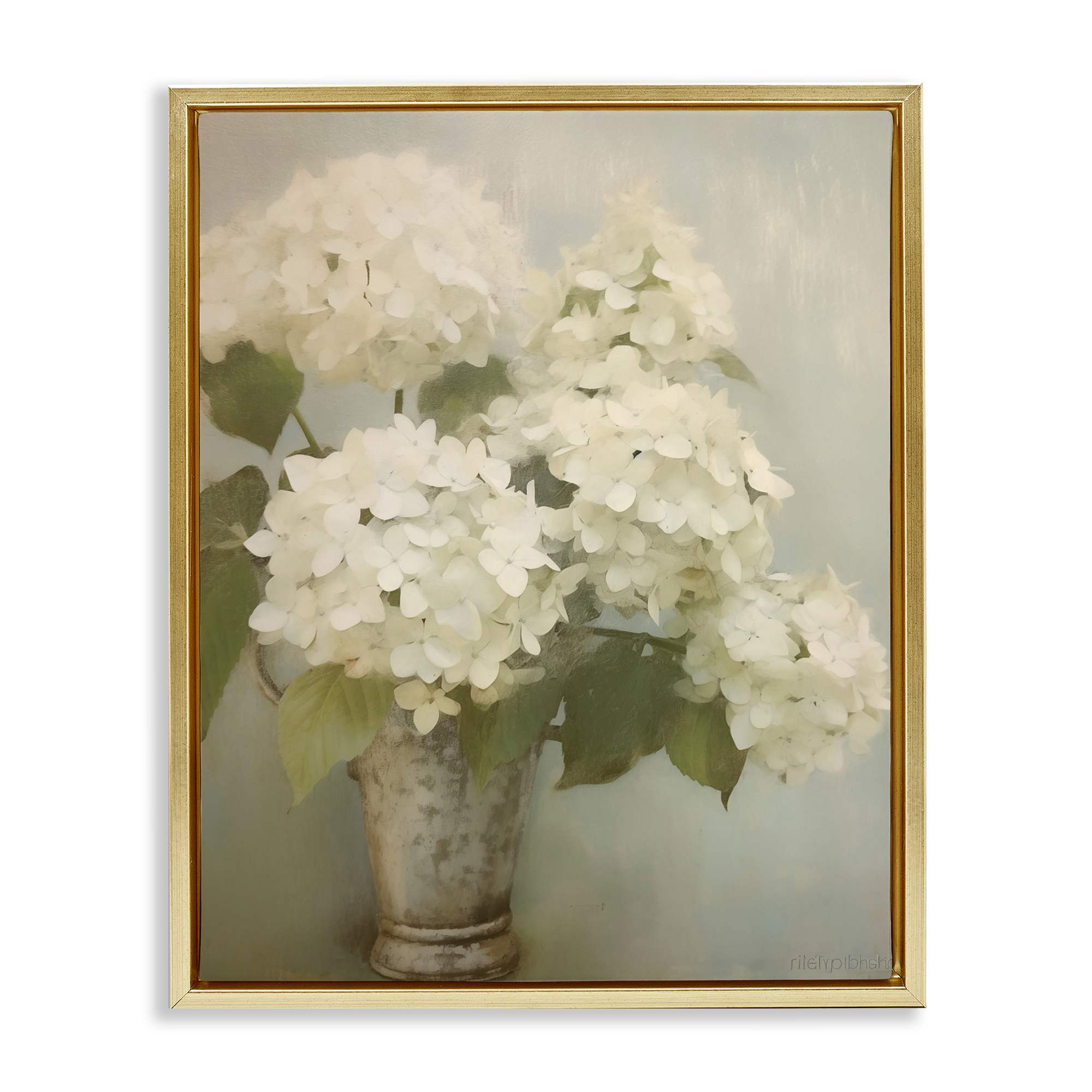 Stupell Industries BT-853-FFG-16X20 Faded Country Hydrangeas Gold Framed Floater Canvas Wall Art By Arlington Prints 17 x 21