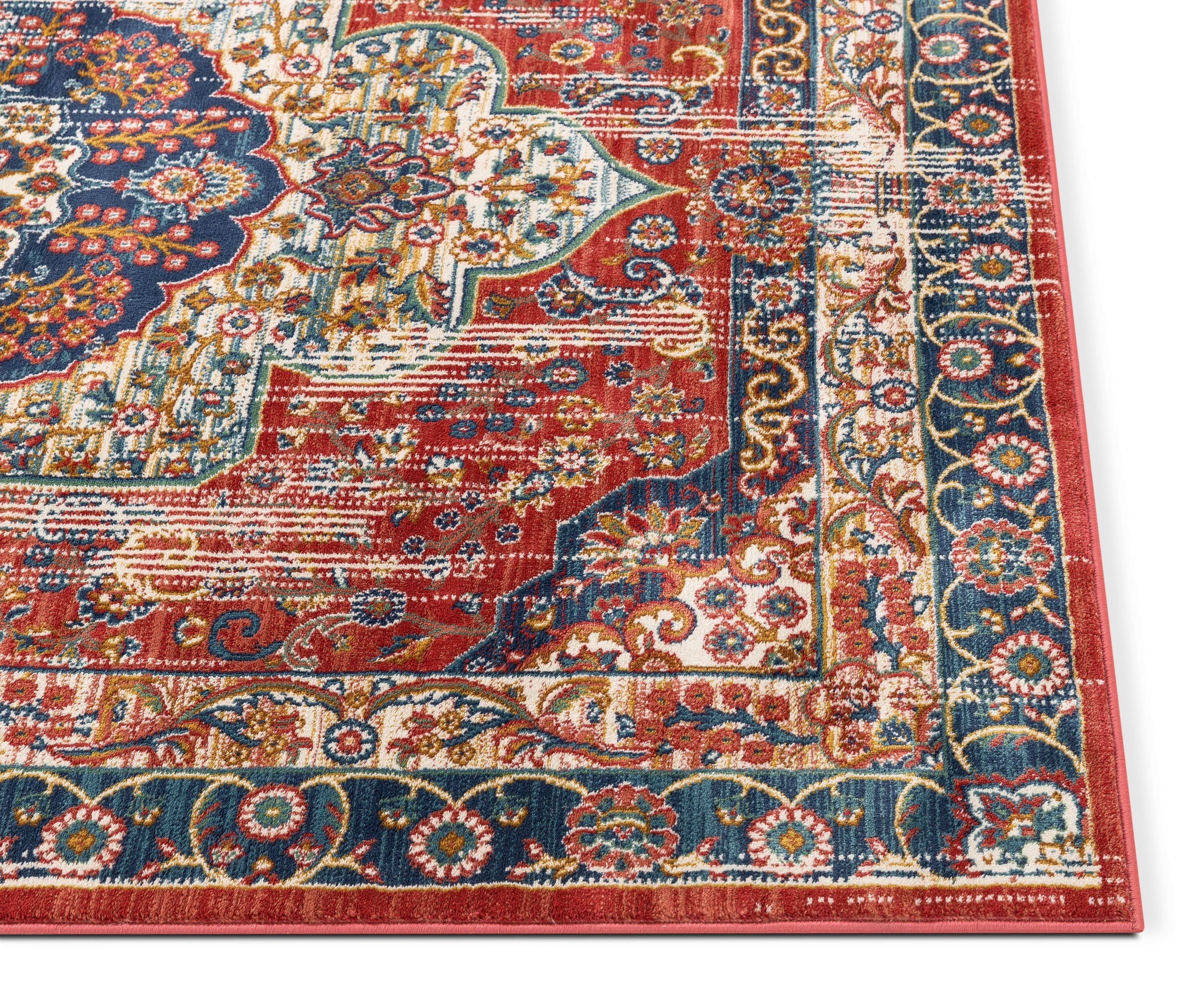 Tulsa Crimson Red Synthetic Rectangular 3'11" x 5'3" Area Rug