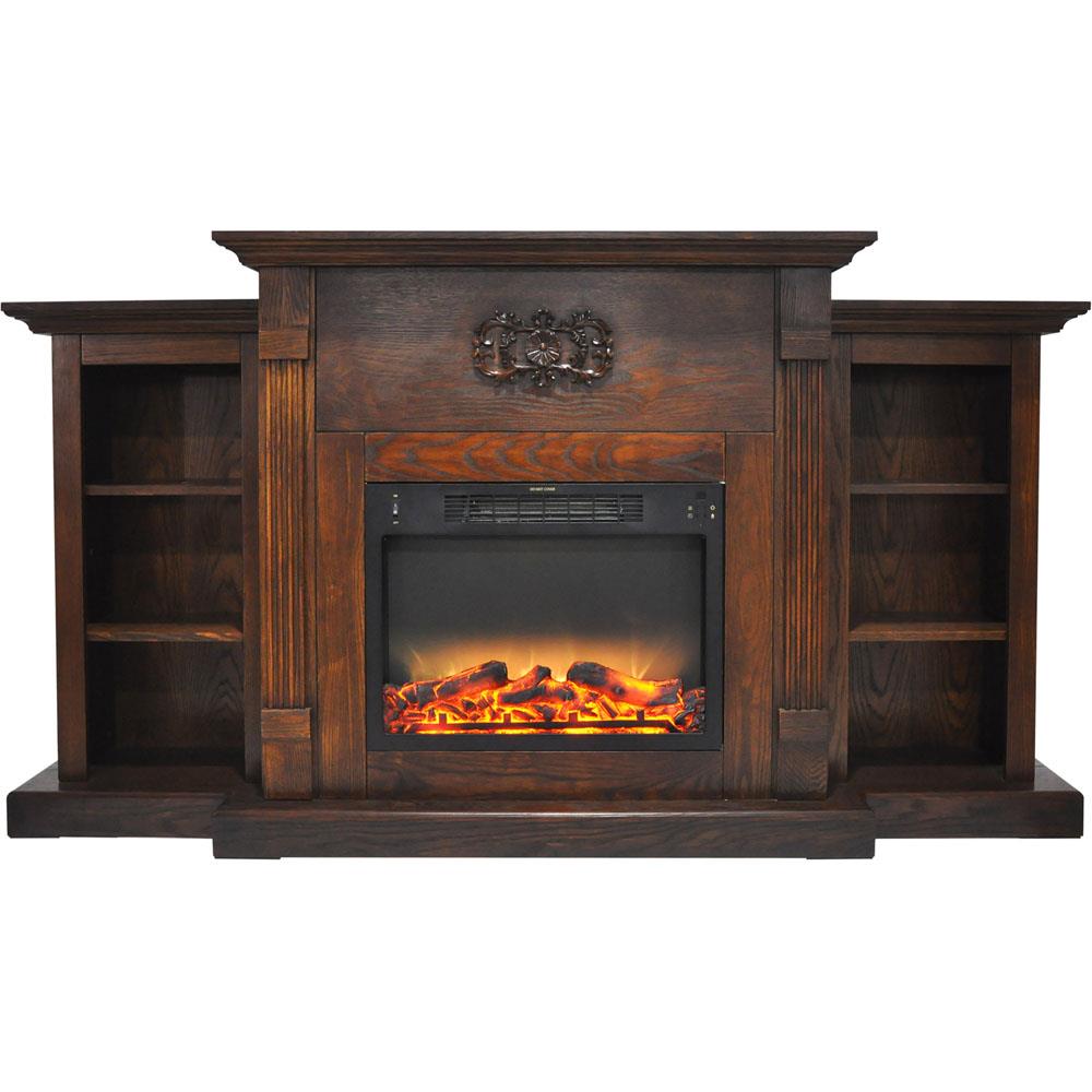Cambridge CAM7233-1WALLG2 72.3-in W Walnut Fan-forced Corner or Flat Wall Electric Fireplace with Remote Control Included