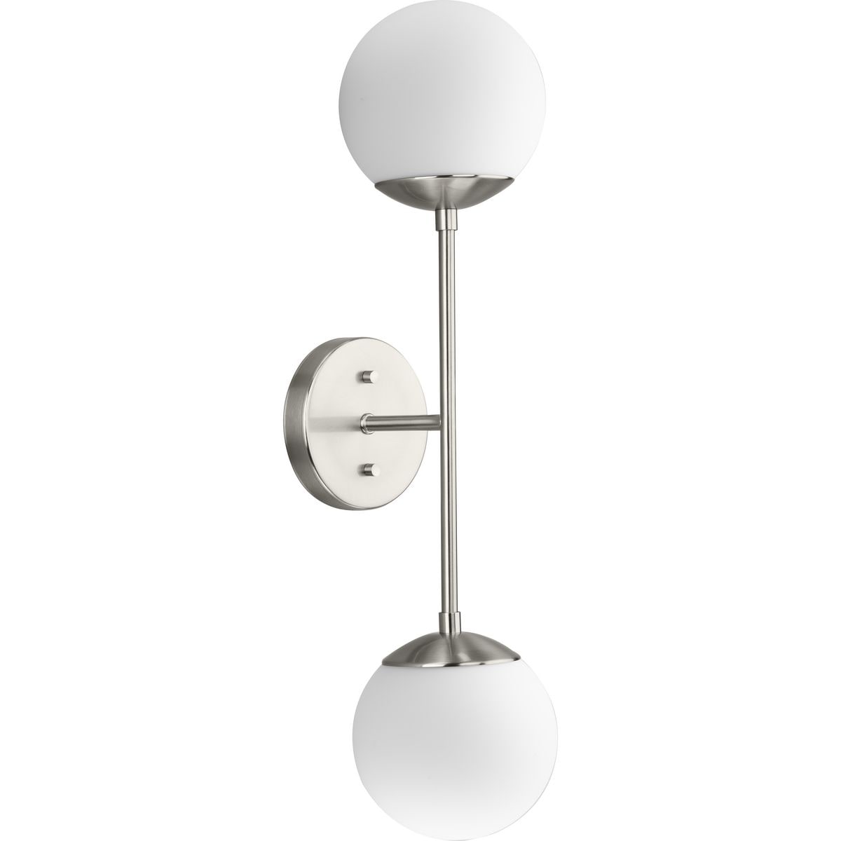 Progress Lighting P710130-009 Haas 5.87-in W 2 -Light Brushed Nickel Mid-century Wall Sconce