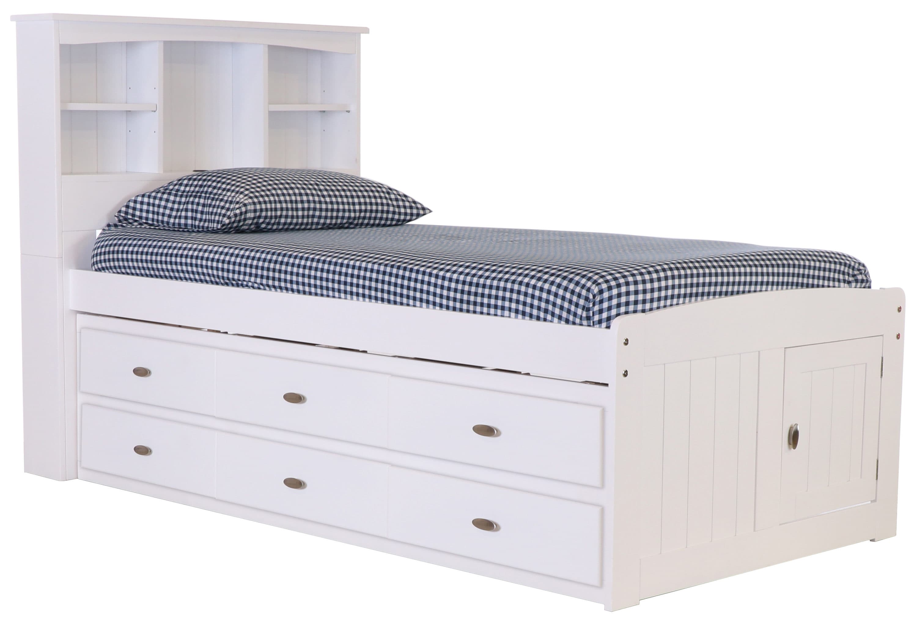 White twin captains bed with deals drawers