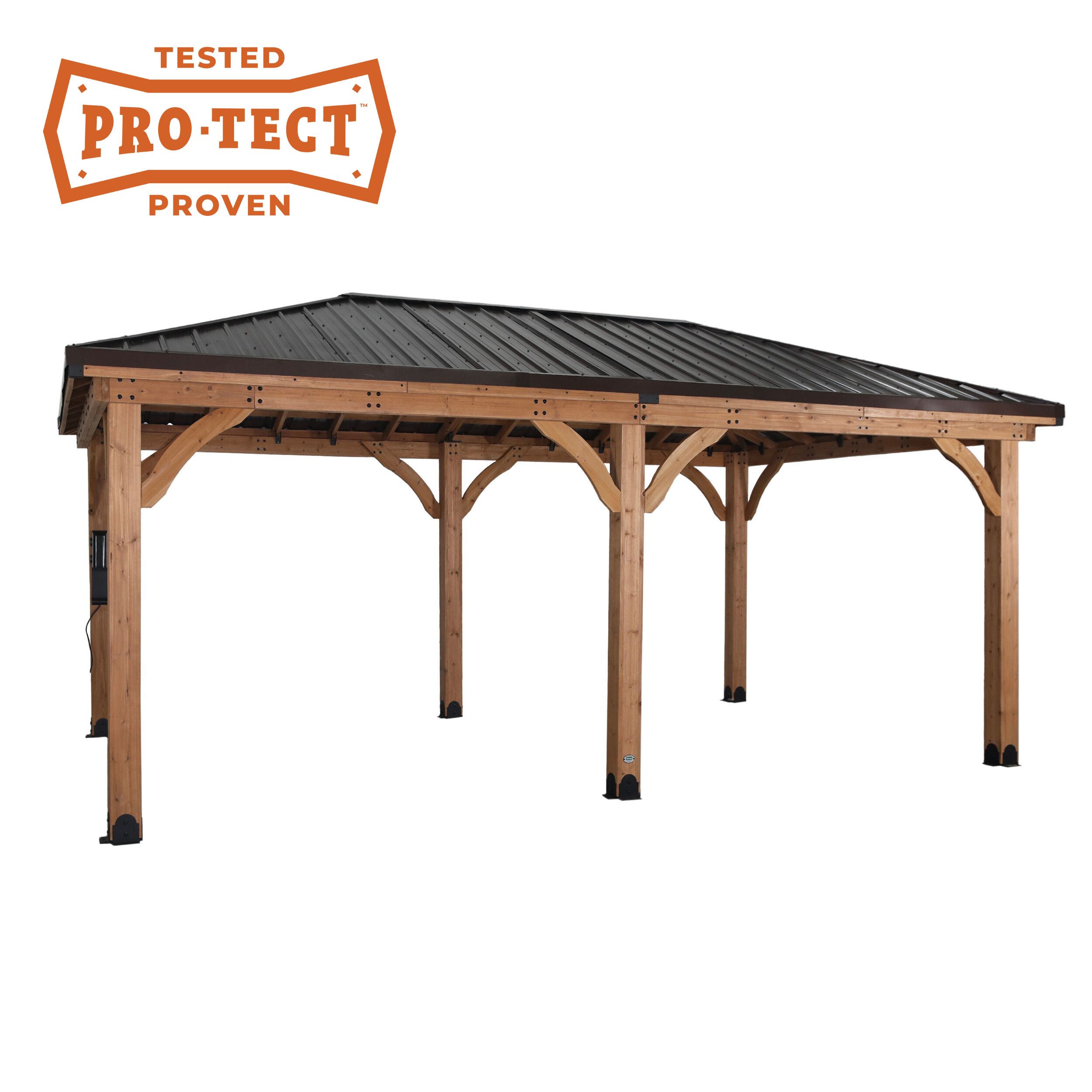 Barrington 20' x 12' Cedar Wood Gazebo with Steel Roof