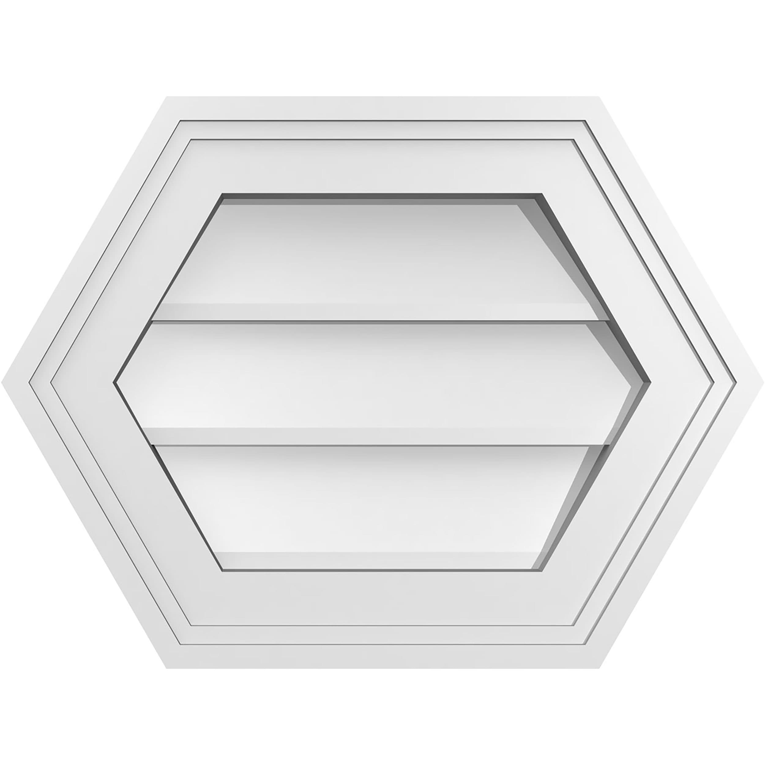 Ekena Millwork GVPHP16X1202SN 16-Inches x 12-Inches Off-white Peaked PVC Gable Louver Vent