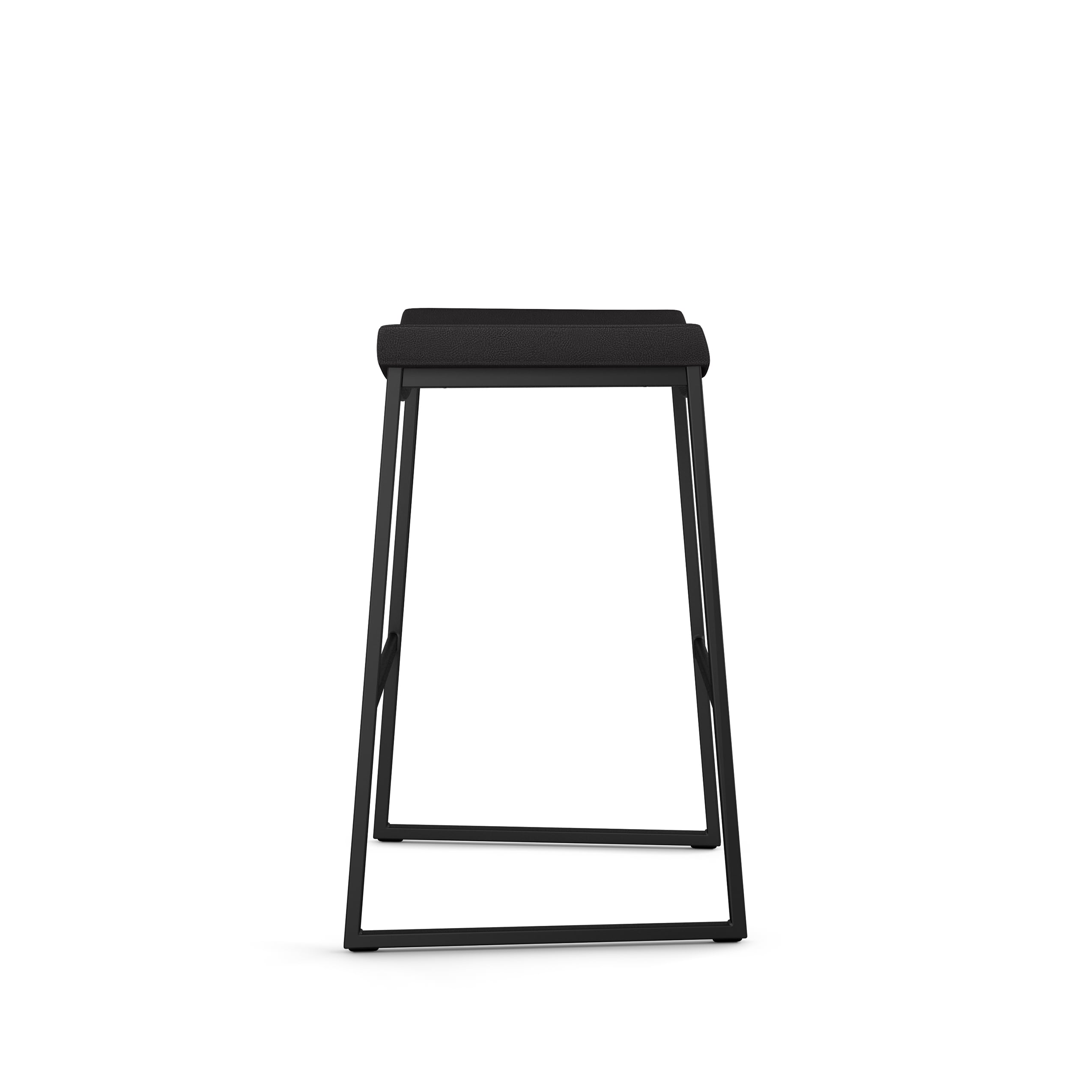 David 30" Black Faux Leather Backless Bar Stool