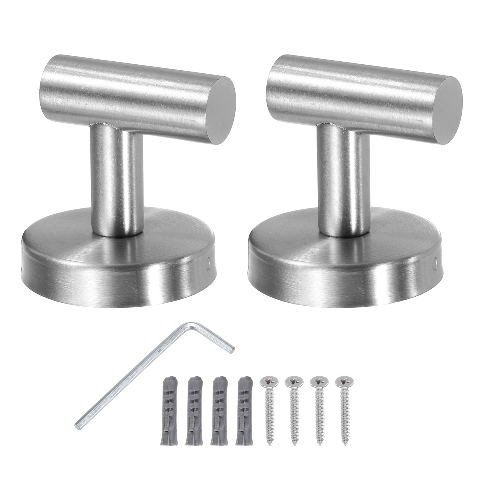 Unique Bargains Bathroom Hook 2pcs Waterproof Stainless Steel Single Towel/Robe Clothes Hook with Screws for Kitchen Door Cabinet Bathroom Foyers Hallways Bedrooms 60x55mm Silver