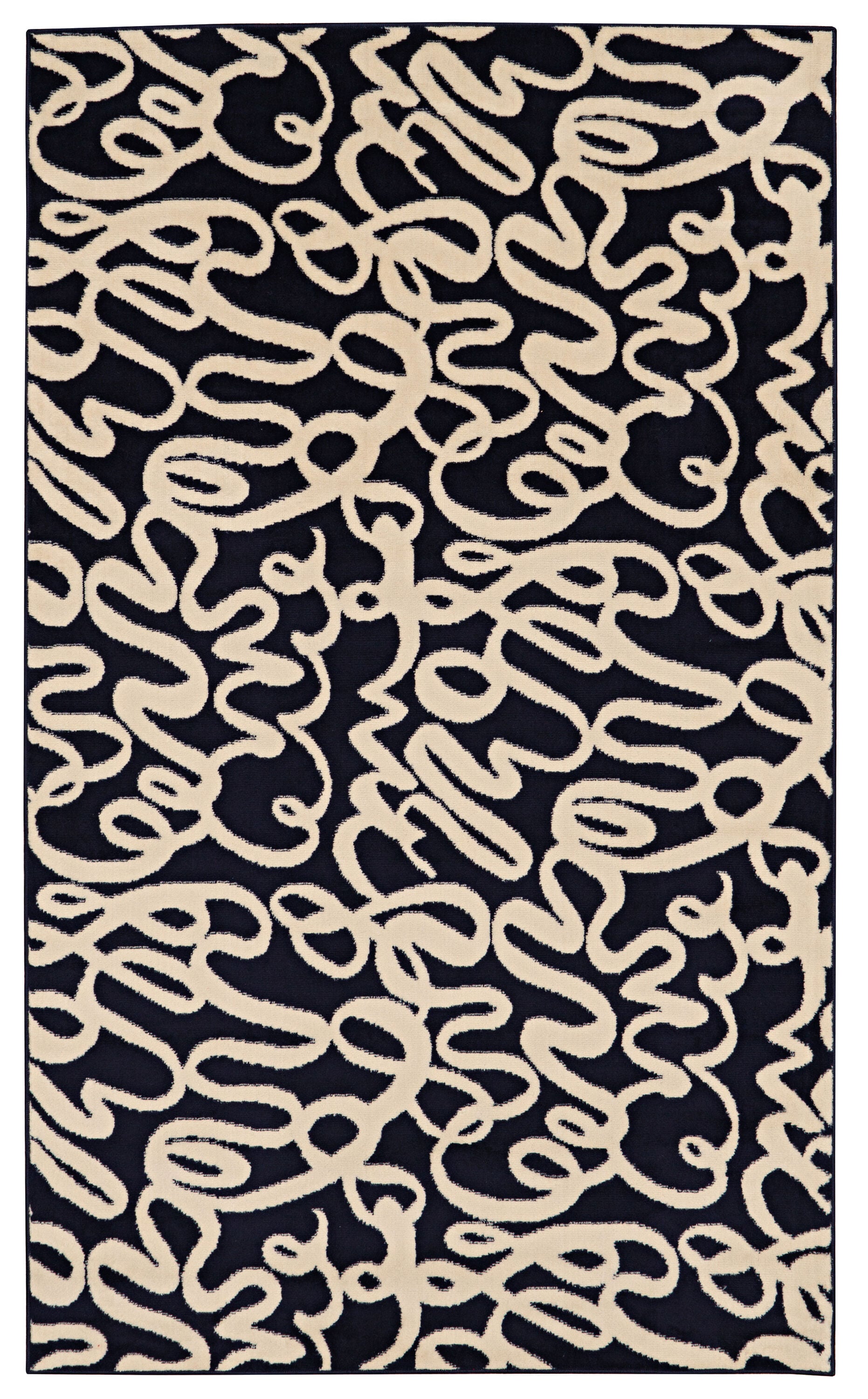 Linon RUGBC21957 5 x 7 (ft) Polypropylene Blue/Bone Rectangular Indoor Abstract Area rug