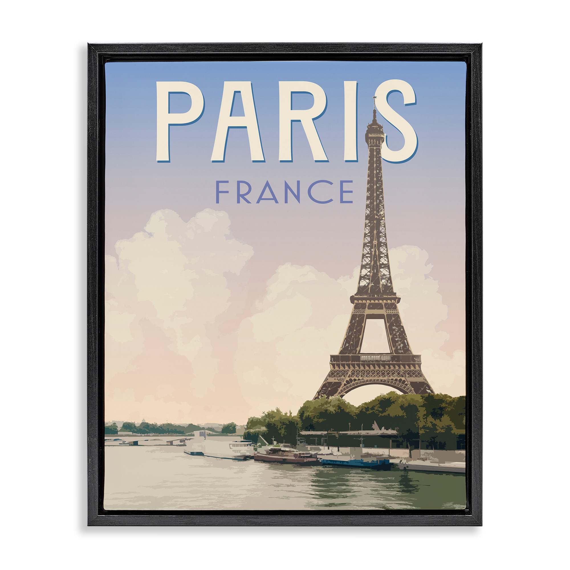 Stupell Industries BS-382-FFB-24X30 Paris Tower Landmark Black Framed Floater Canvas Wall Art By Victoria Barnes 25 x 31
