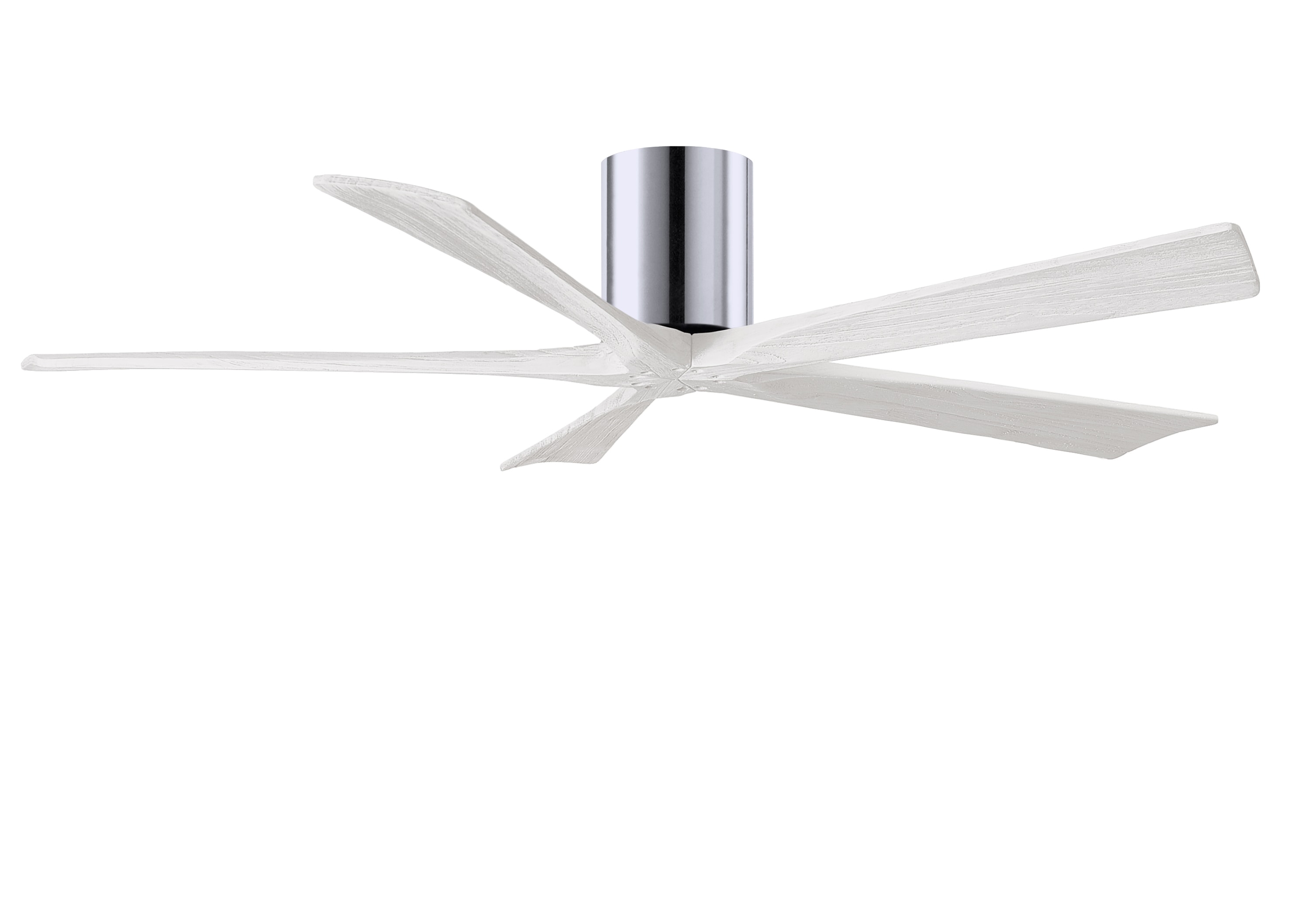 Matthews Fan Company IR5H-CR-MWH-60 Irene-5H 60-in Outdoor Flush Mount Polished Chrome with Matte White Blades Ceiling Fan Without Light - Remote Included ( 5 -Blade )