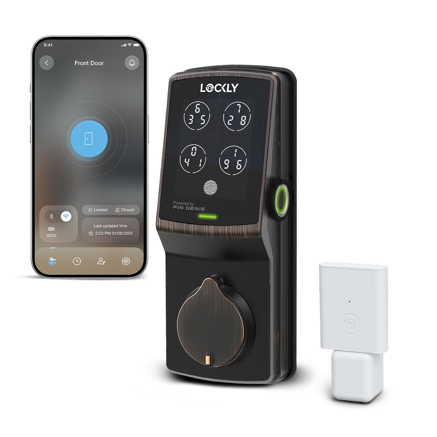 Lockly PGD728W-VB Secure PRO Secure pro WiFi deadbolt - fingerprint/Bluetooth/WiFi smart keypad - venetian bronze Venetian Bronze Smart Lock Electronic Deadbolt with Wifi Bluetooth and Fingerprint Touchscreen Keypad