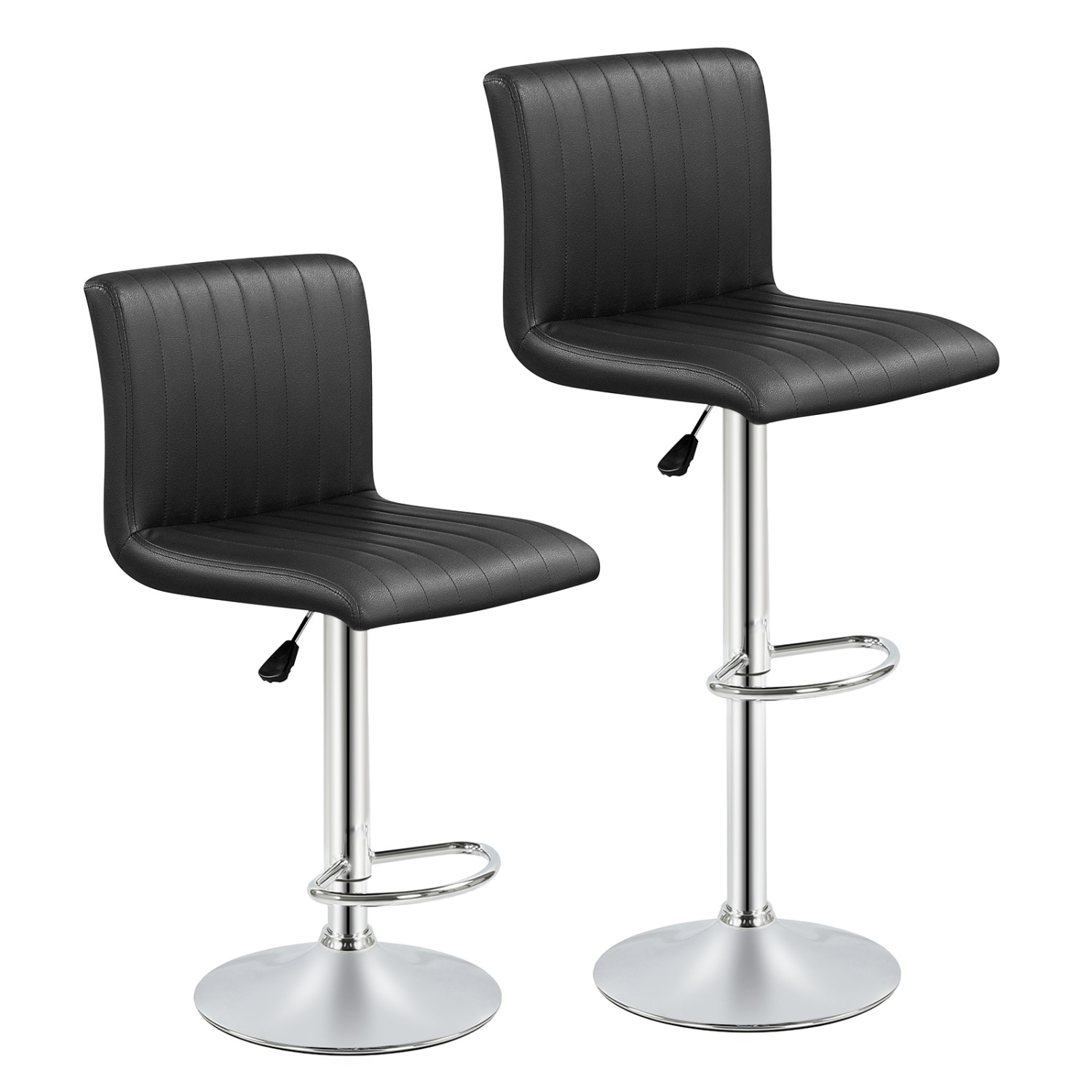 Slickblue Set of 2 Counter Height Bar Stool with Upholstered Swivel Seat and Gas Lift Adjustable Height for Kitchen Island or Home Bar Use