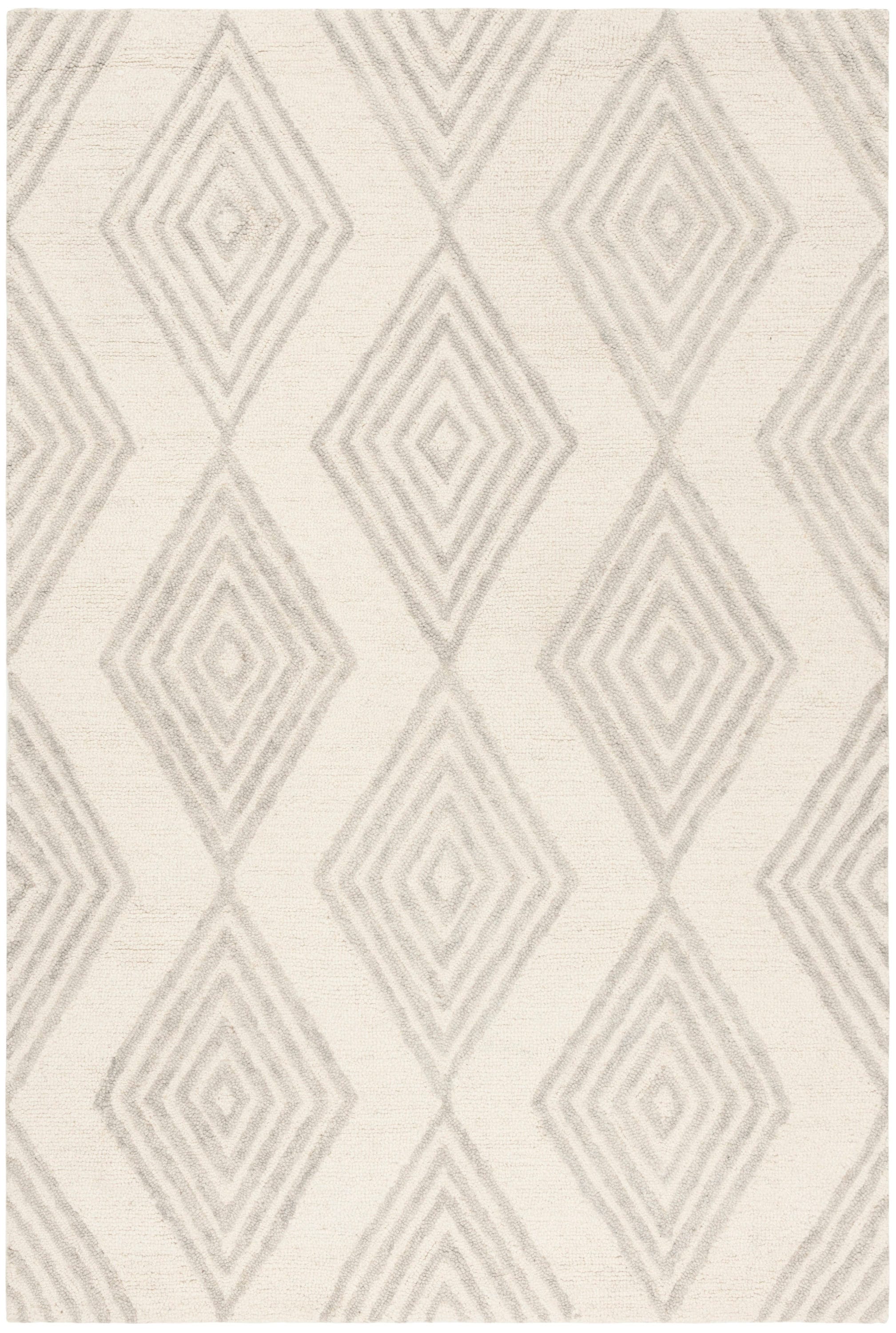Safavieh BLM111A-4 Blossom Madora 4 x 6 (ft) Tufted Wool Ivory/Silver Rectangular Indoor Abstract Bohemian/Eclectic Area rug