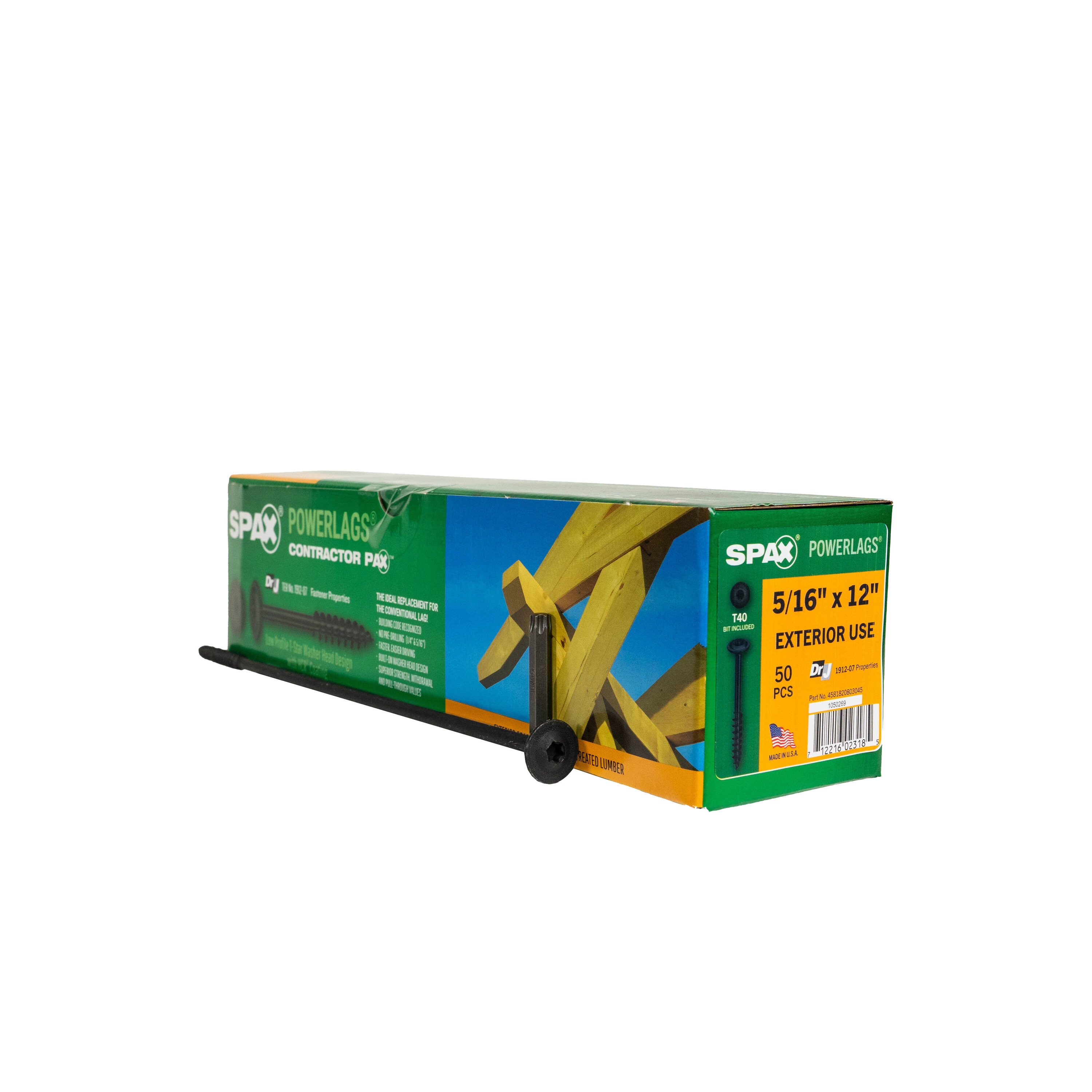 SPAX 4581820803045 5/16-in x 12-in Black Coated Washer -Head Exterior Structural wood screws 50 -Pack