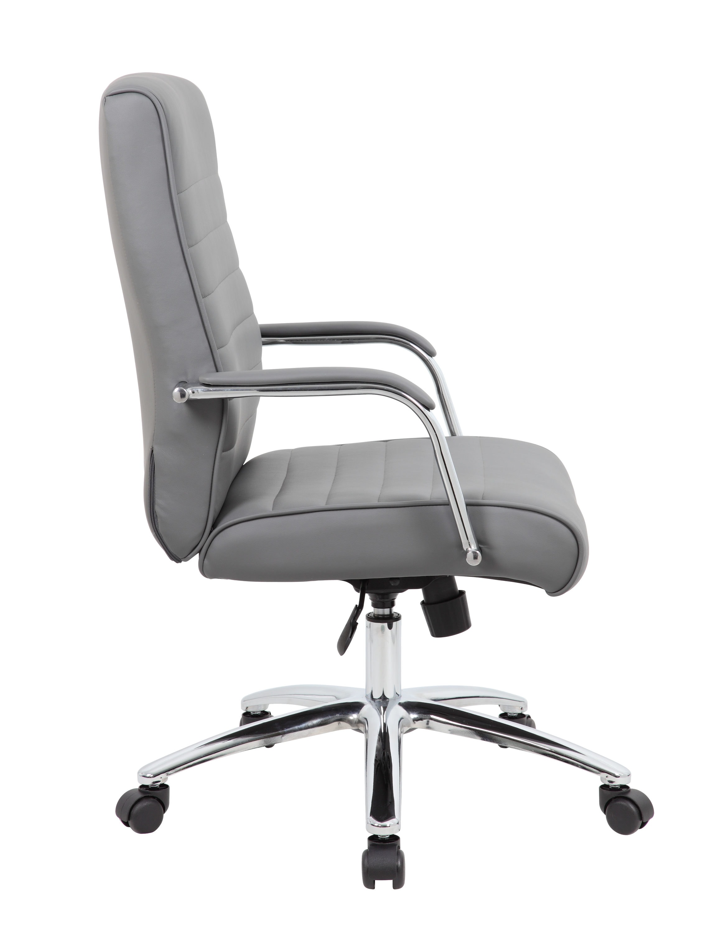 Modern Executive Ergonomic Swivel Chair in Ribbed Gray Vinyl