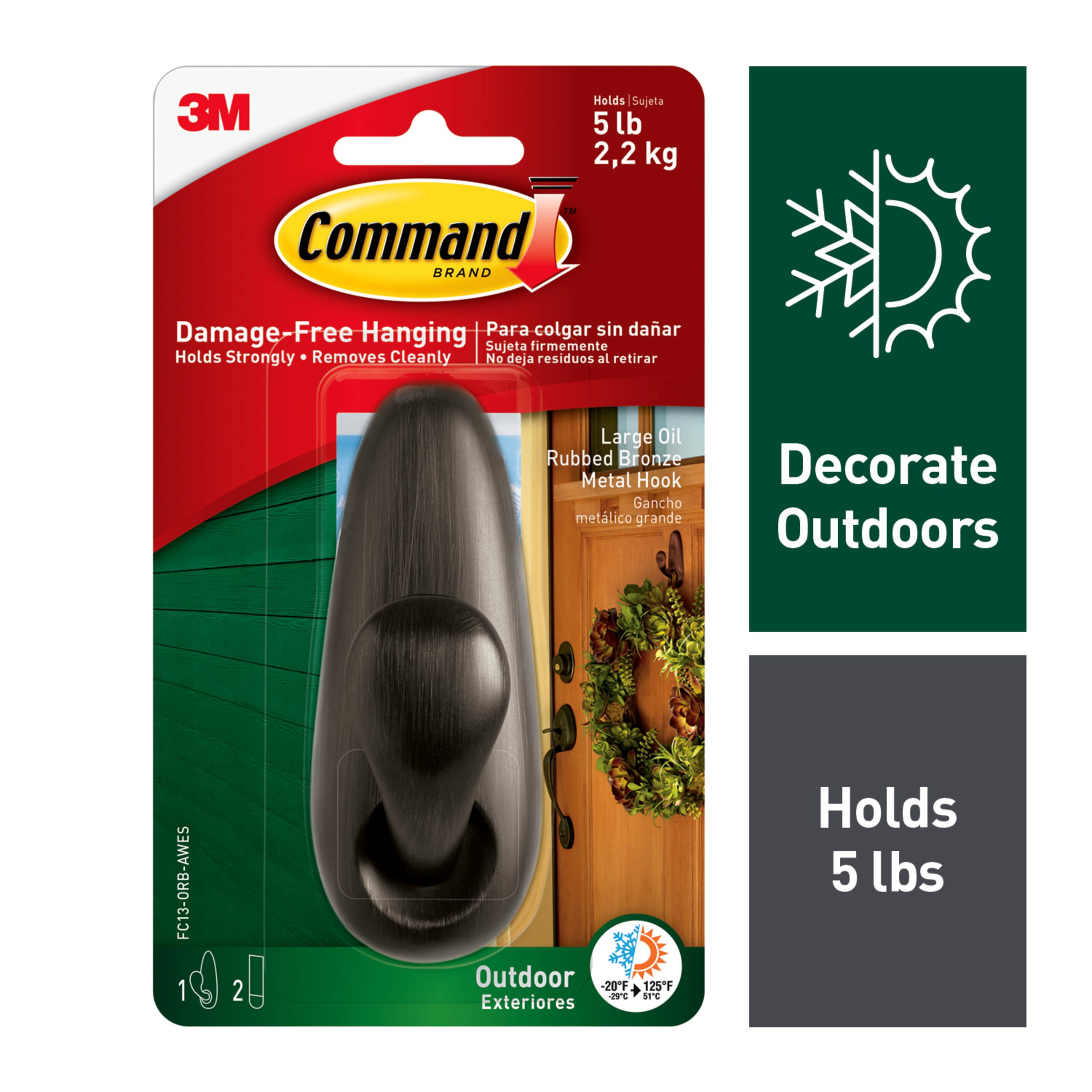 Command Medium Outdoor 2-Pack Slate Adhesive Wire Hook (2-lb