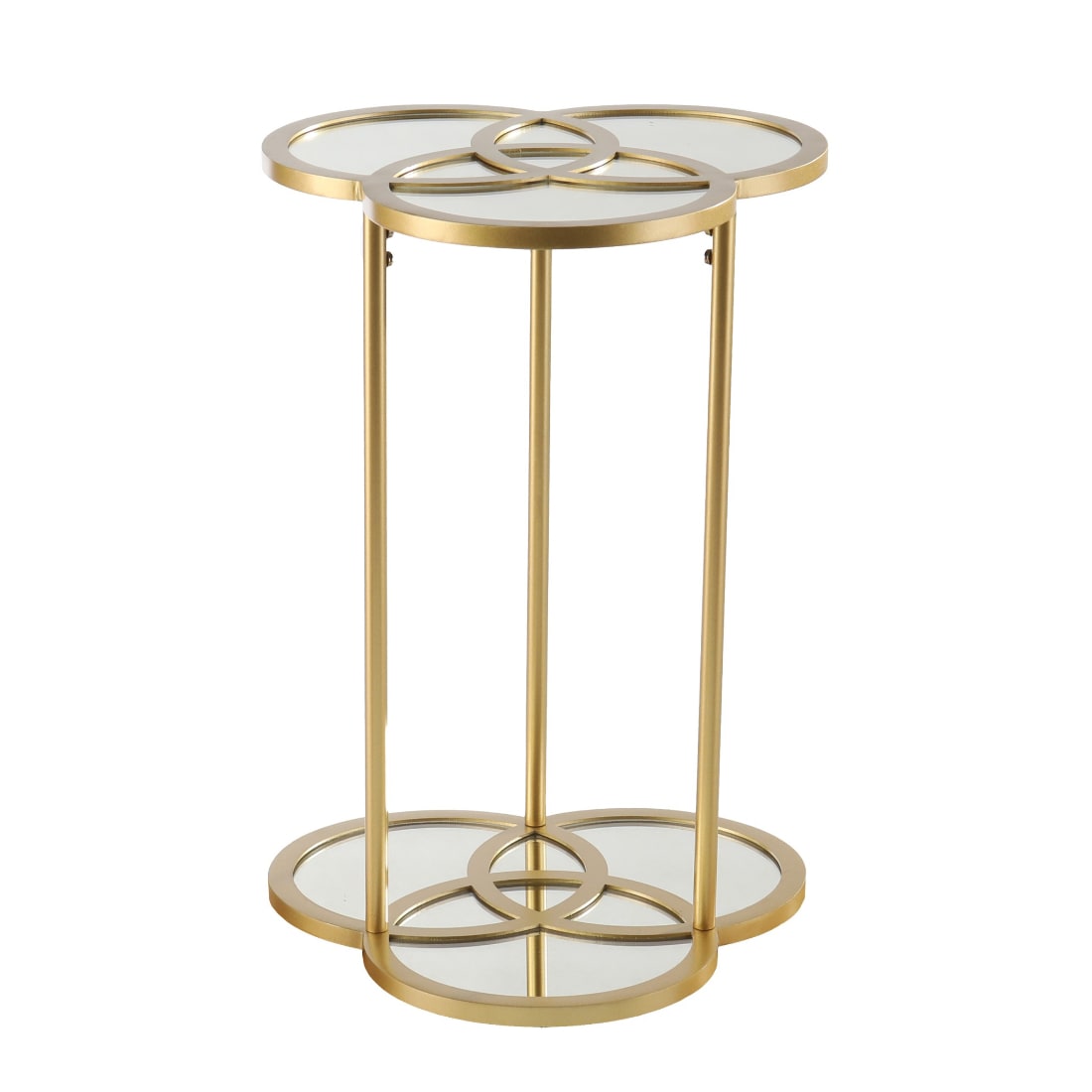 HomeRoots 4000402264 15.25-in W x 22-in H Gold Glass Round Modern End Table Assembly Required