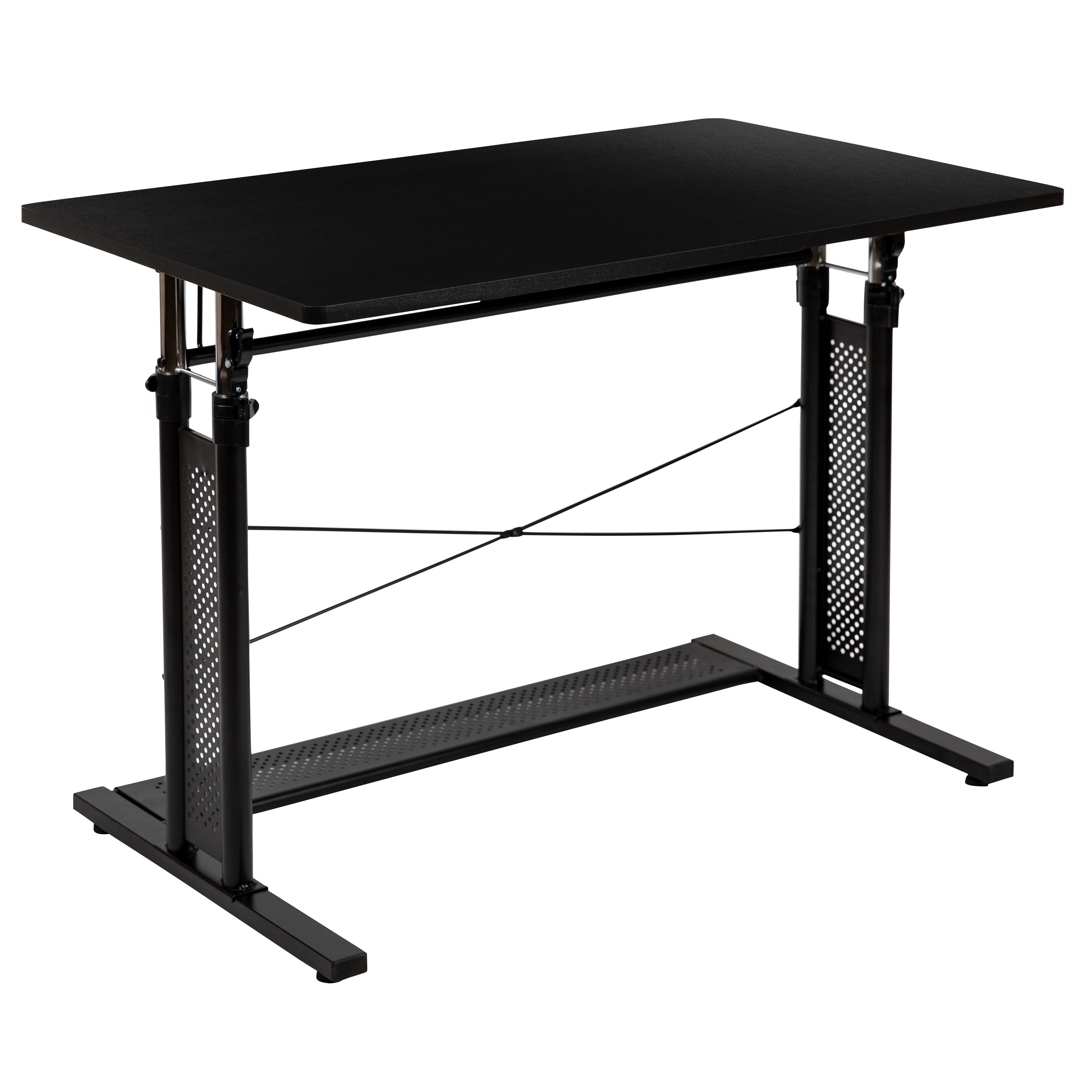 Furniture of America Derwin 47.2 in. Rectangular Dark Brown Wood Standing Desk with Adjustable Height, Dark Brown and Black