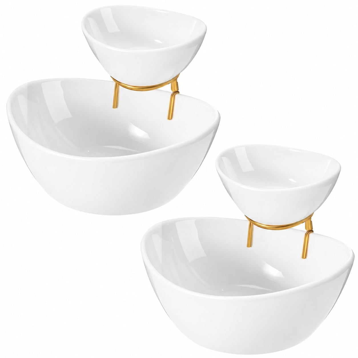 Aoibox  2 Piece Chip and Dip Serving Set 2 Tier Porcelain Appetizer Bowl and Platter with Stand for Taco Bar Salad