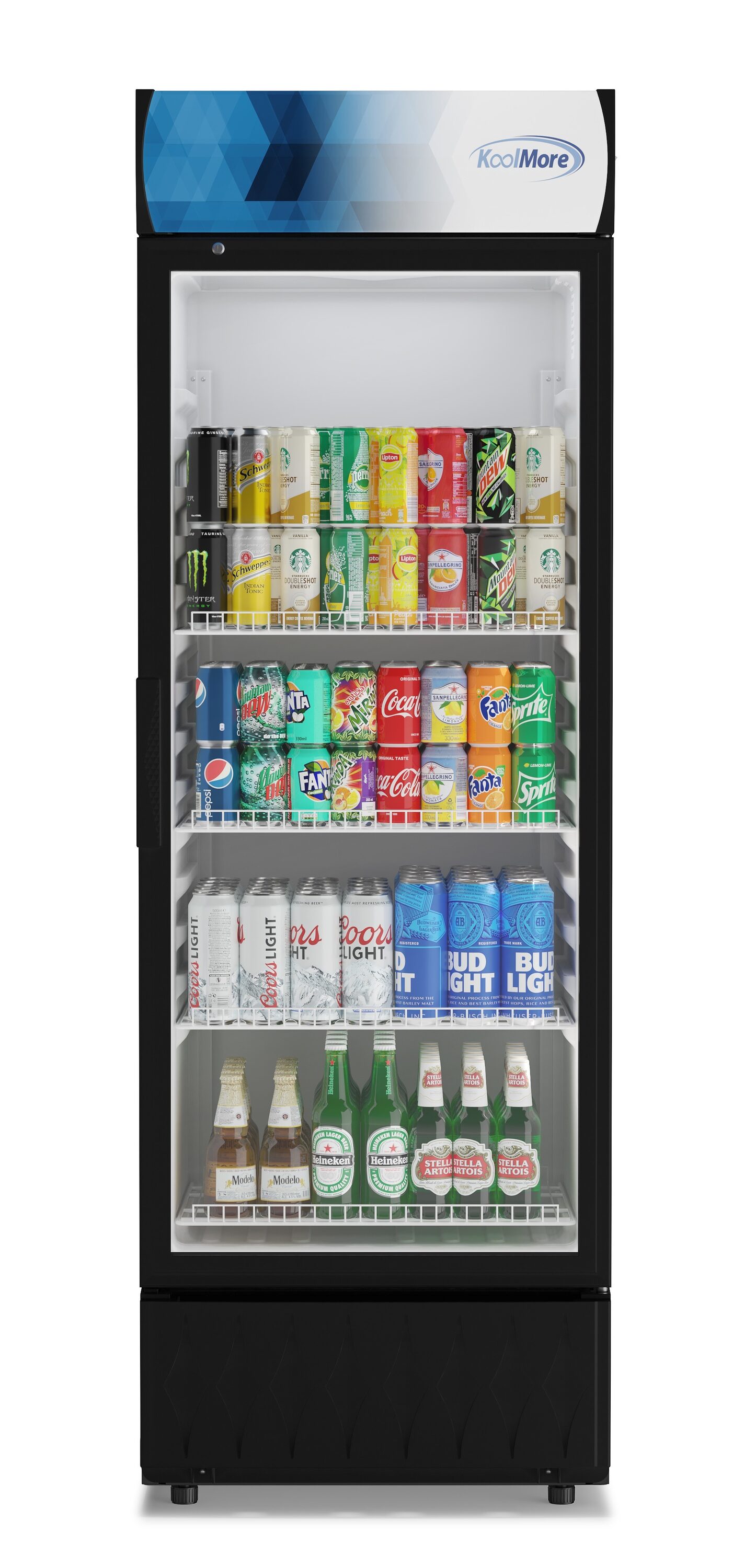 KoolMore M-12-1G 24-in W 450 -Can Capacity Black Built-in/Freestanding Indoor Beverage Refrigerator with Glass Door