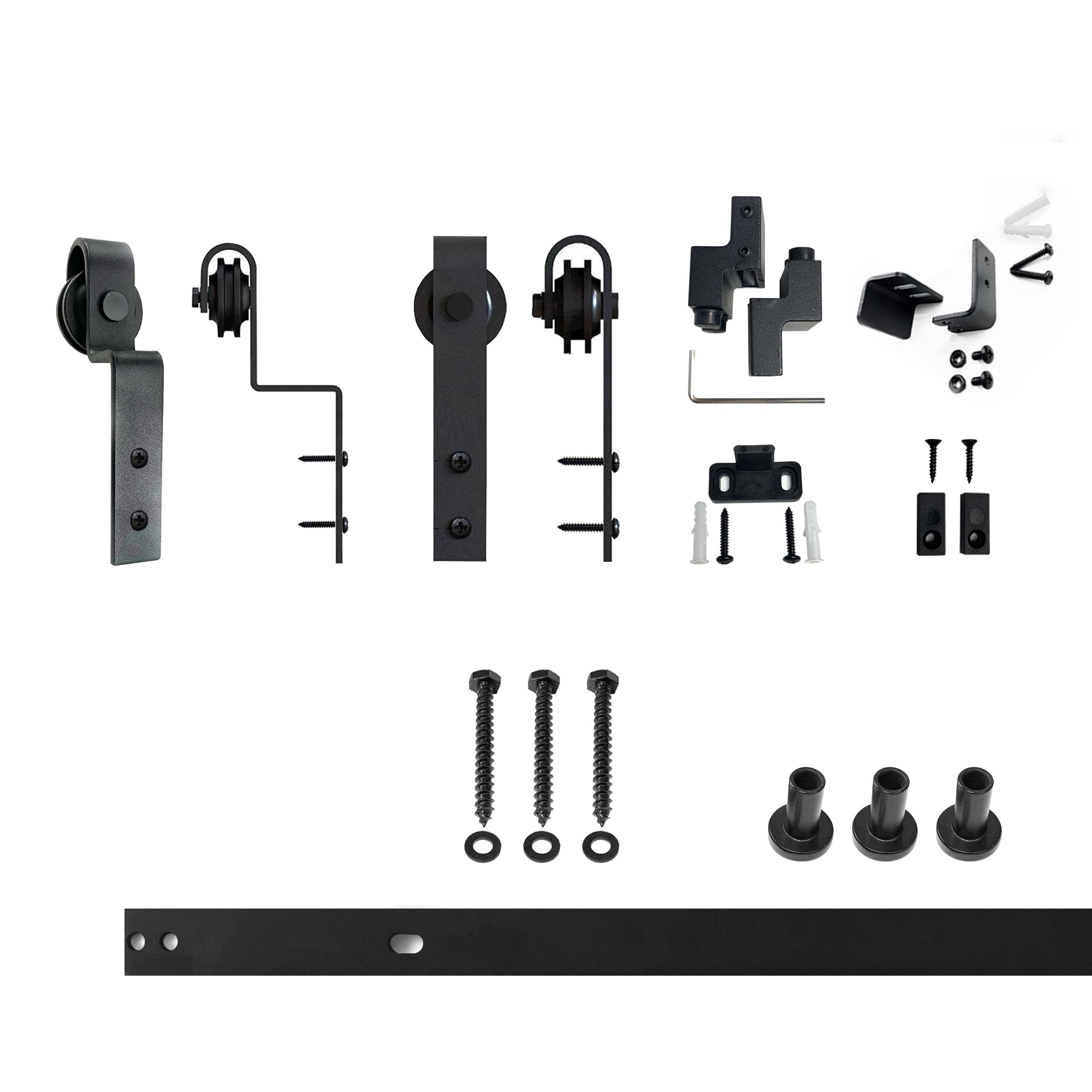 HOMACER YT5TGH048M 48-in Rustic black Black Indoor J-strap Double bypass Barn door hardware kit