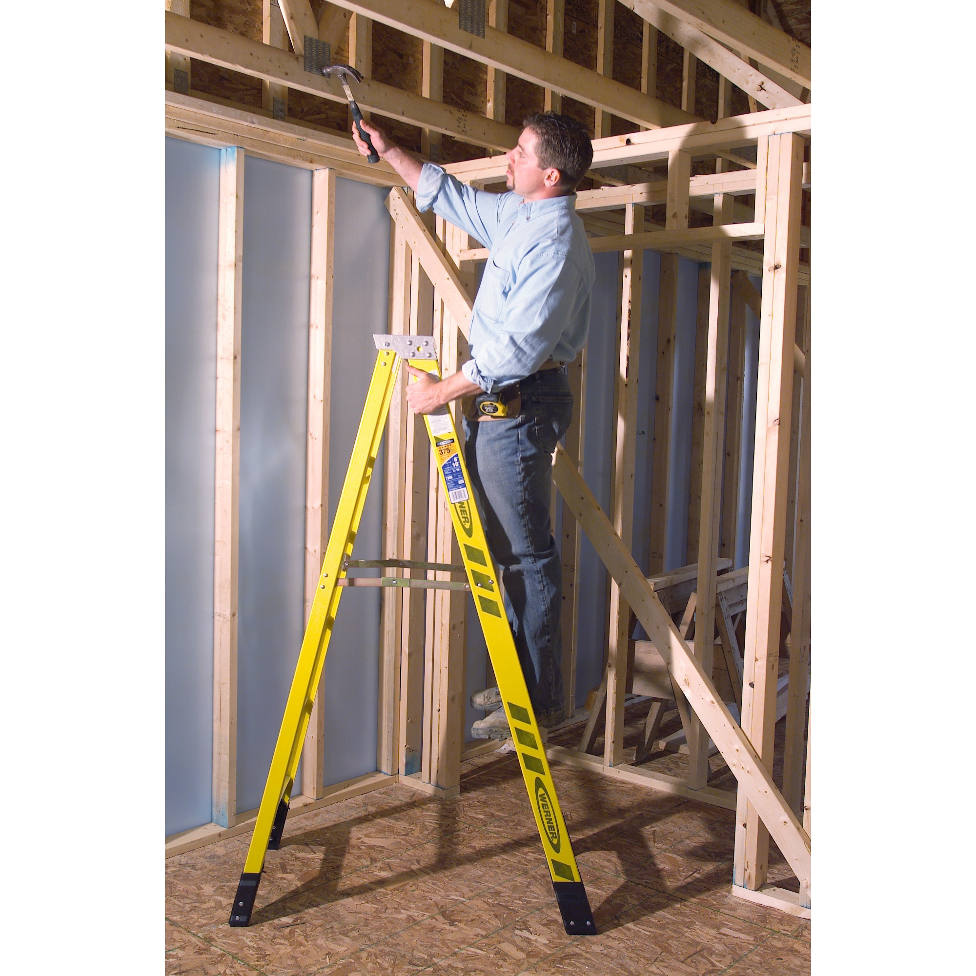 Werner 7300S 12-ft Fiberglass Type 1AA-375-lb Load Capacity Step Ladder