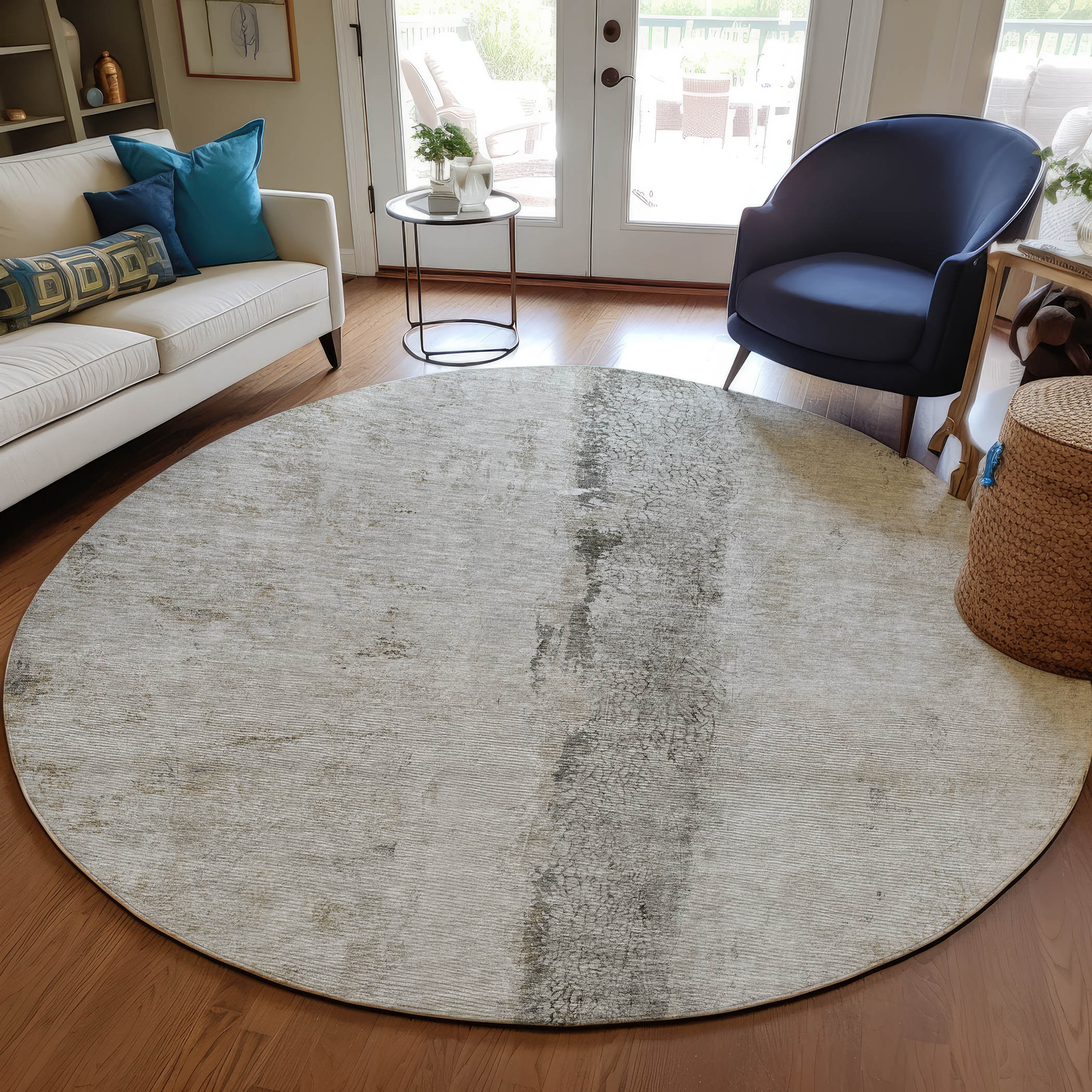Addison Rugs ACN605TP8RO Chantille ACN605TP 8 x 8 (ft) Polyester Taupe Round Indoor/Outdoor Abstract Machine washable Area rug