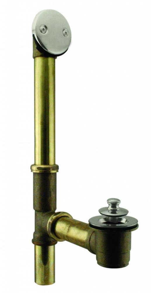 WESTBRASS D321-20G-07 Bath Waste and Overflow Twist and Close- 14" Make-up, 20 Ga. Tubing In Satin Nickel