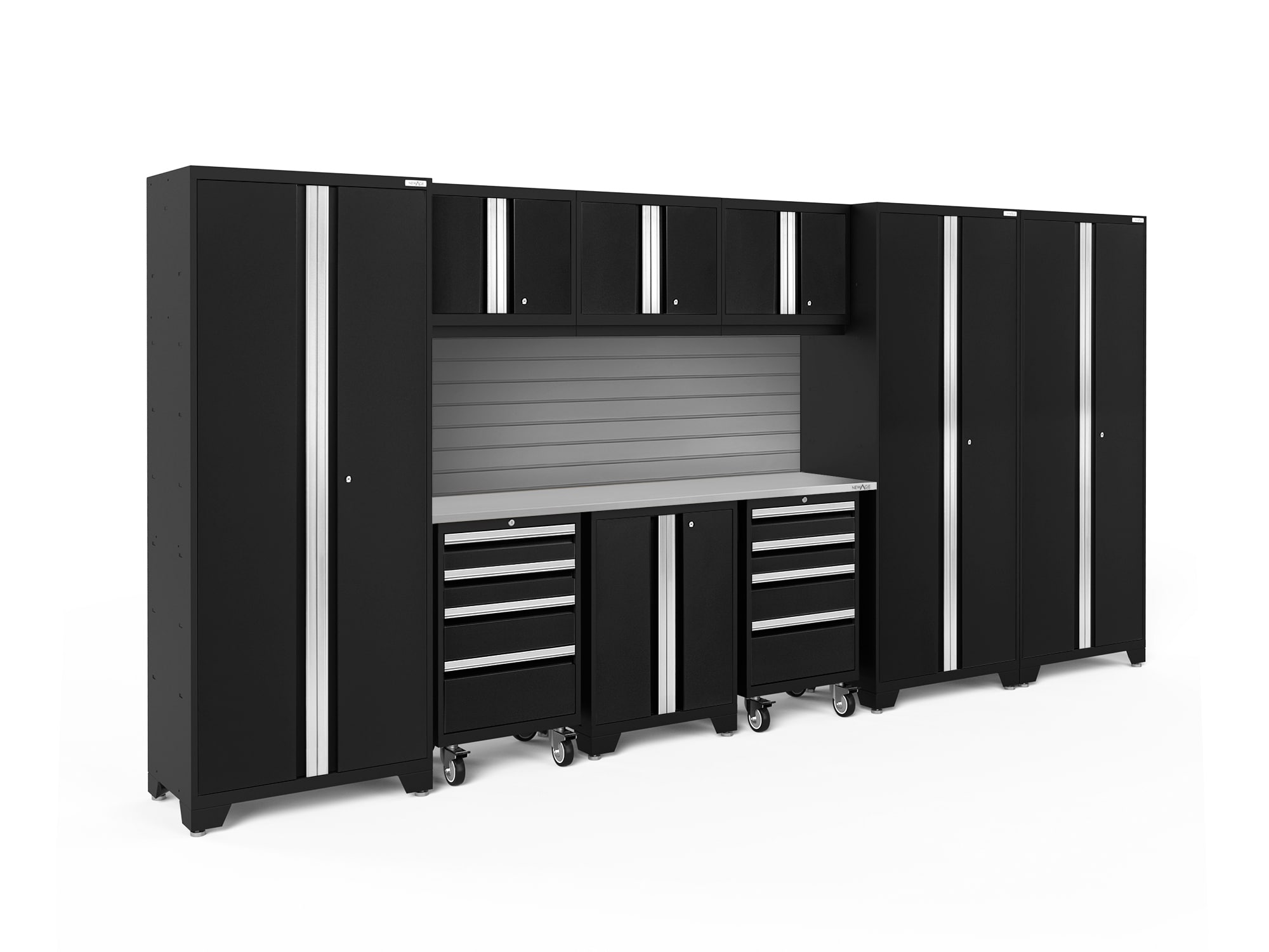 NewAge Products 63254 162-in W x 76.75-in H x 18-in D 9 -Cabinets Steel Black Garage Storage System