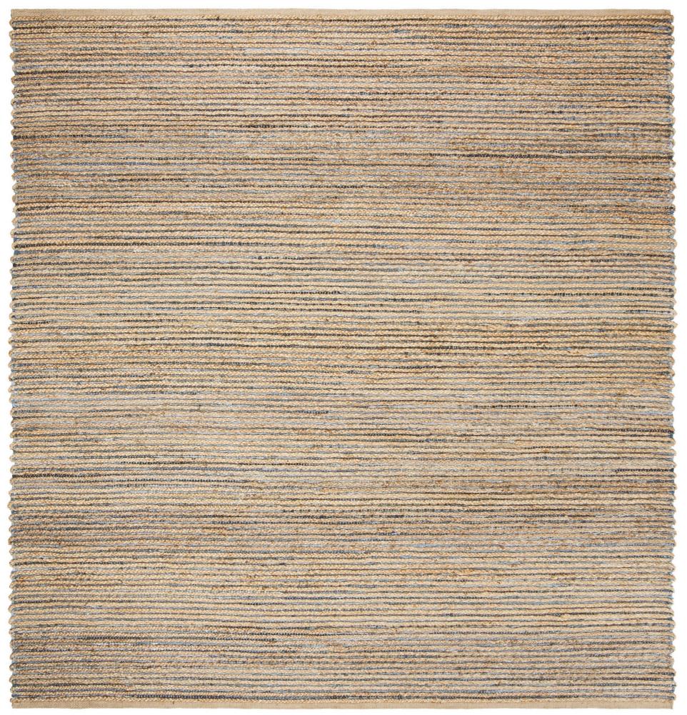Safavieh CAP307M-6SQ Cape Cod Bourne 6 x 6 (ft) Jute Natural/Blue Square Indoor Stripe Coastal Area rug