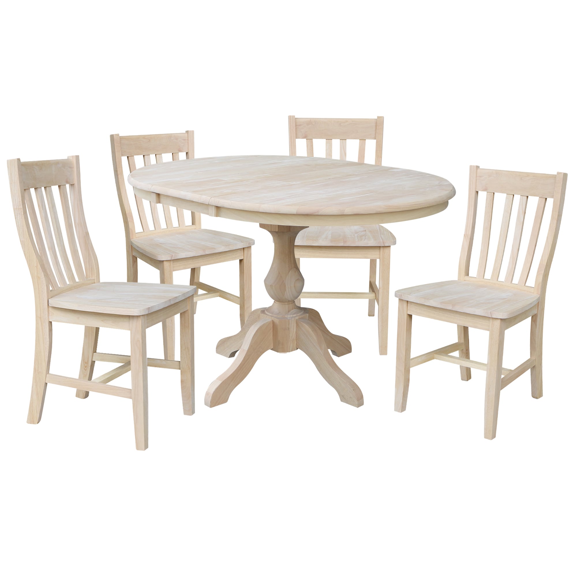 International Concepts K-36RXT-11B-C61-4 Natural Traditional Dining Room Set with Round Table ( Seats 4 )