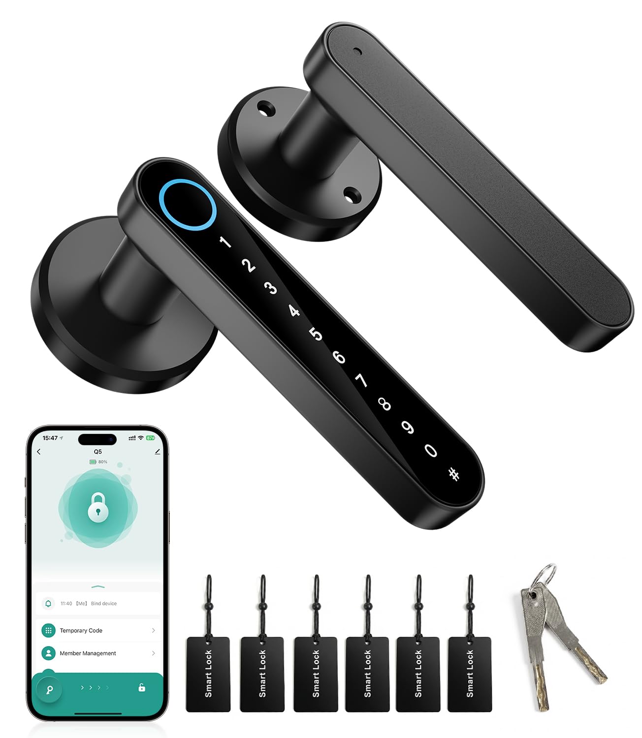 AOIZGMY  Fingerprint Door Lock with App Control Smart Door Knob with Keypad Keyless Entry Biometric Door Lock for Bedroom Apartment Office Home