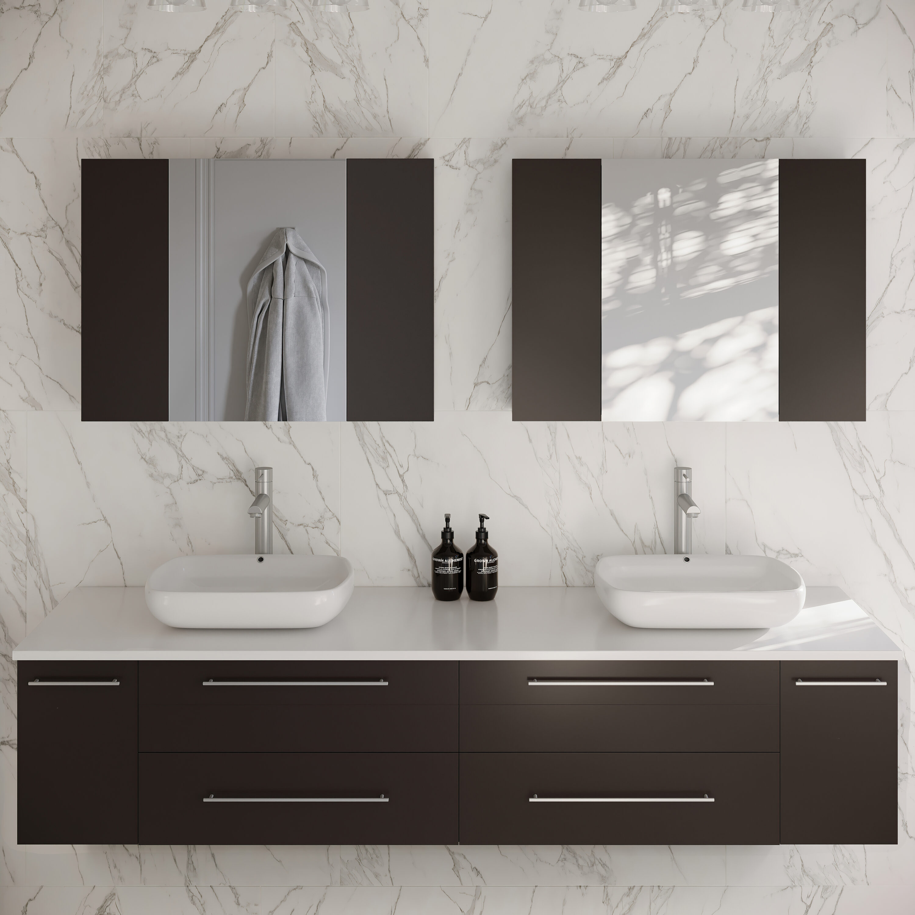Fresca FVN6172ES-VSL-D Lucera 72.0-in Espresso Double sink Floating Bathroom Vanity with White Quartz Top