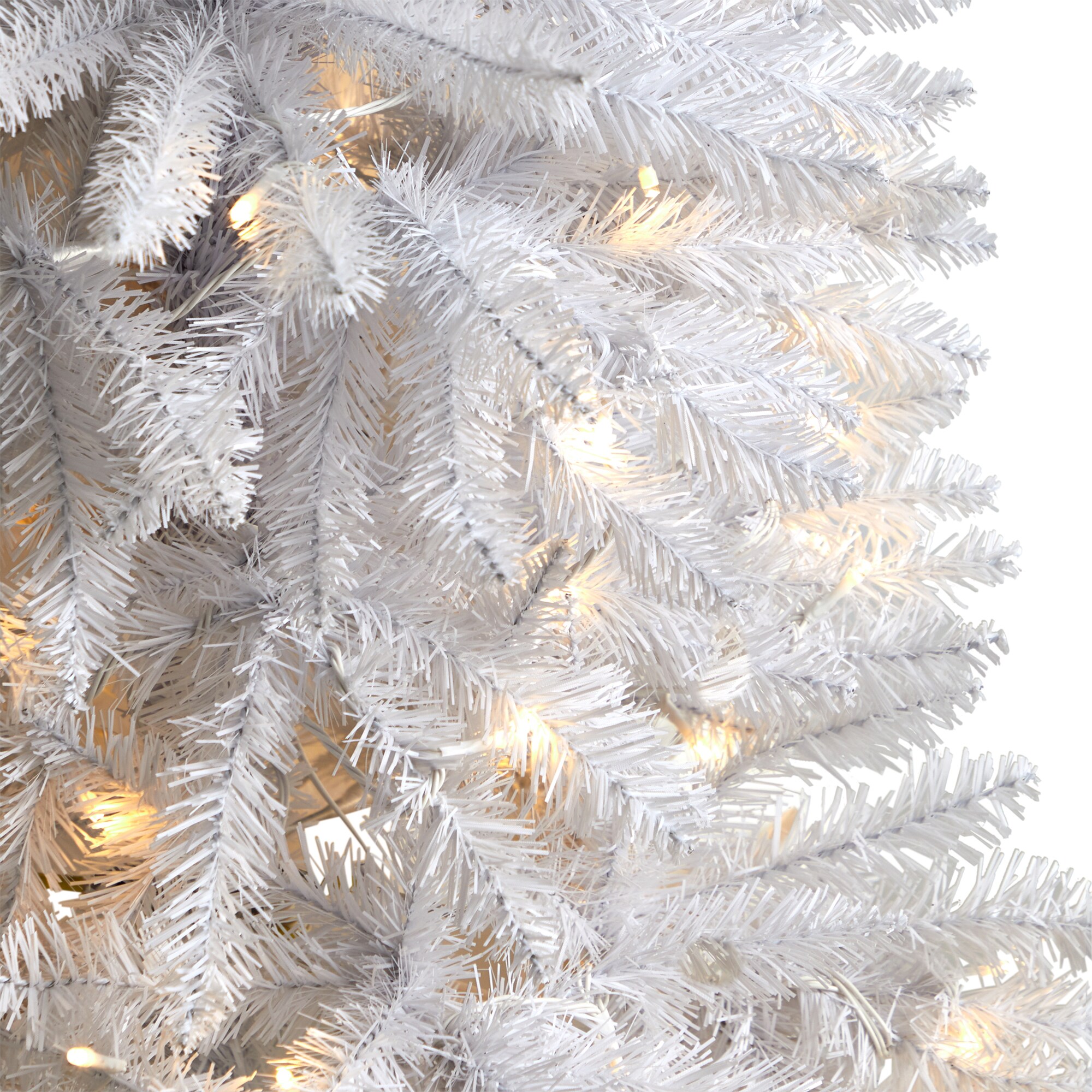 Nearly Natural 4-ft Douglas Fir Pre-lit Slim White Artificial Christmas ...