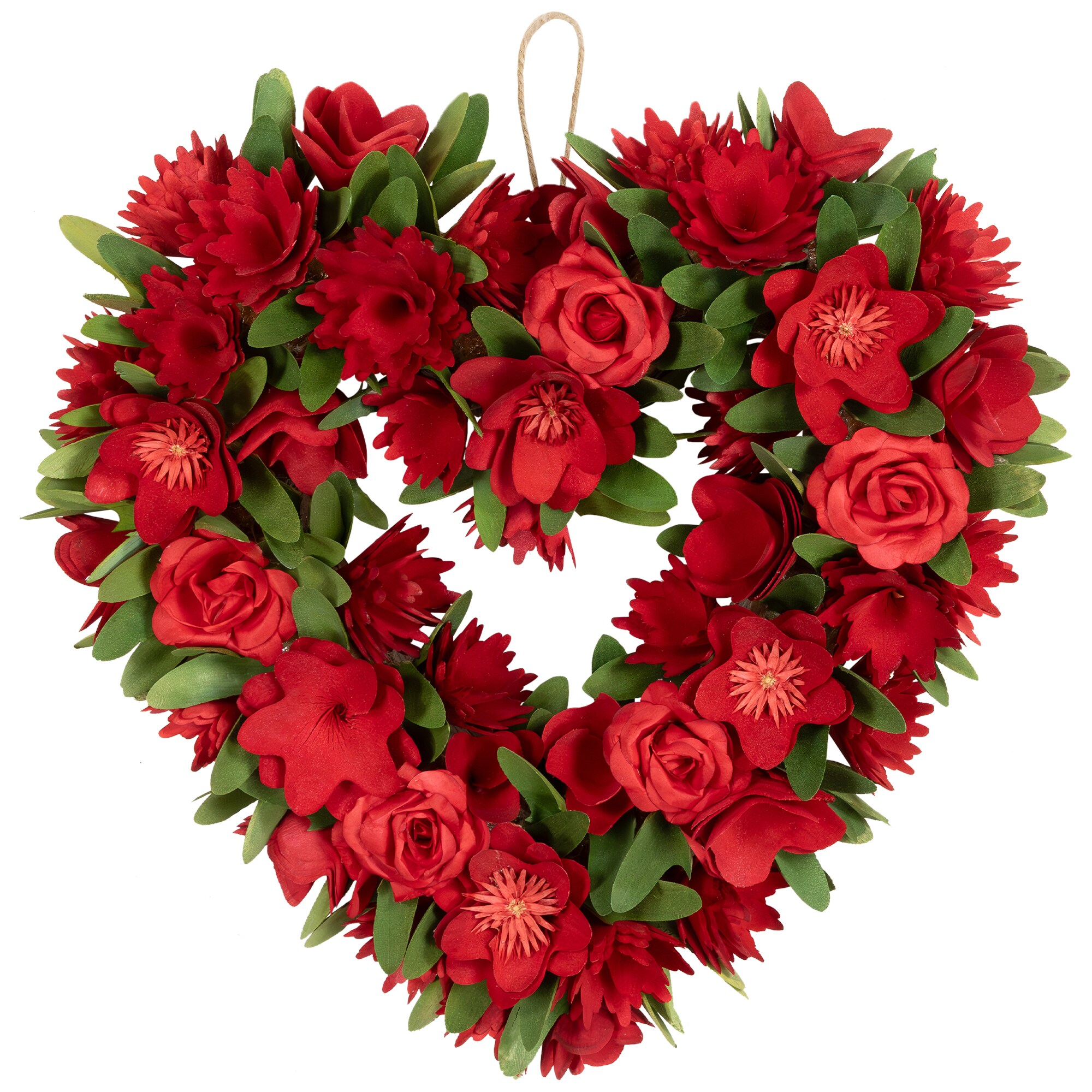 Valentine Heart Wreath Front Door Decoration, 15In Artificial Valentine  Wreaths Red Pink White Heart Berries with 20 Red LED Lights Timer for Home