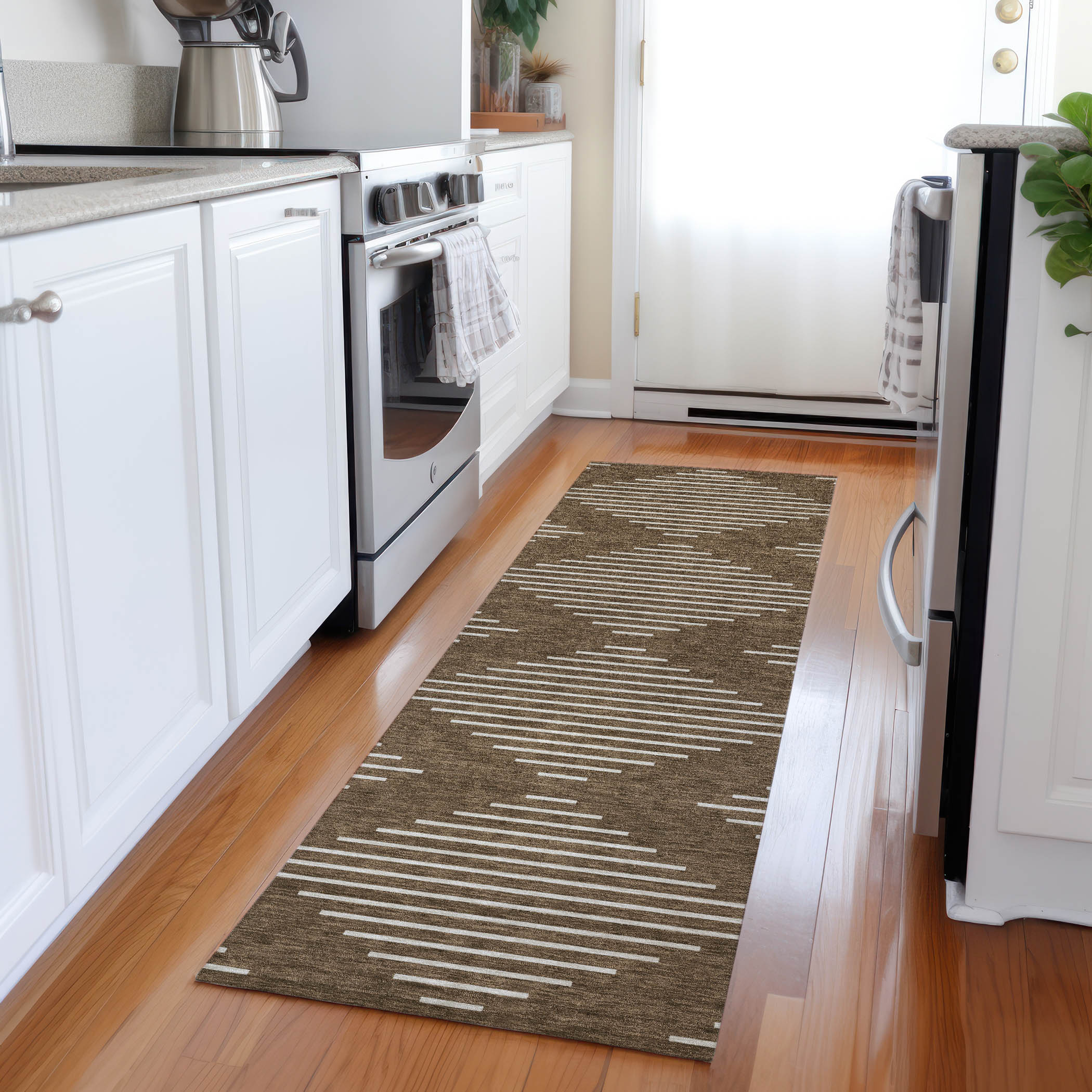 Addison Rugs ACN1016BR2X8 Chantille ACN1016BR 2 x 7 (ft) Polyester Brown Rectangular Indoor/Outdoor Geometric Machine washable Runner rug