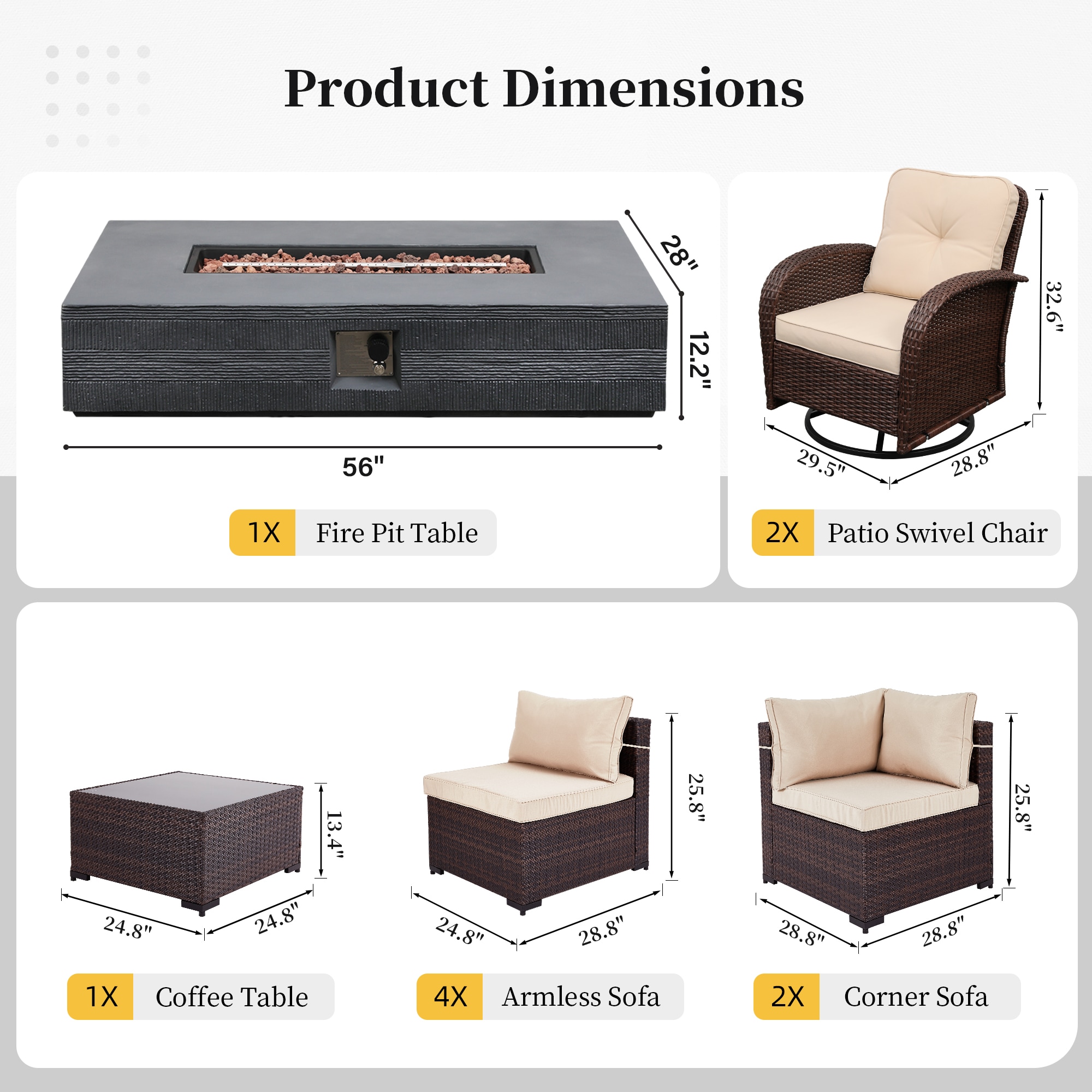 UPHA PL-2CZY11-56SDK-Z1 Patio-Conversation-Sets - View #10