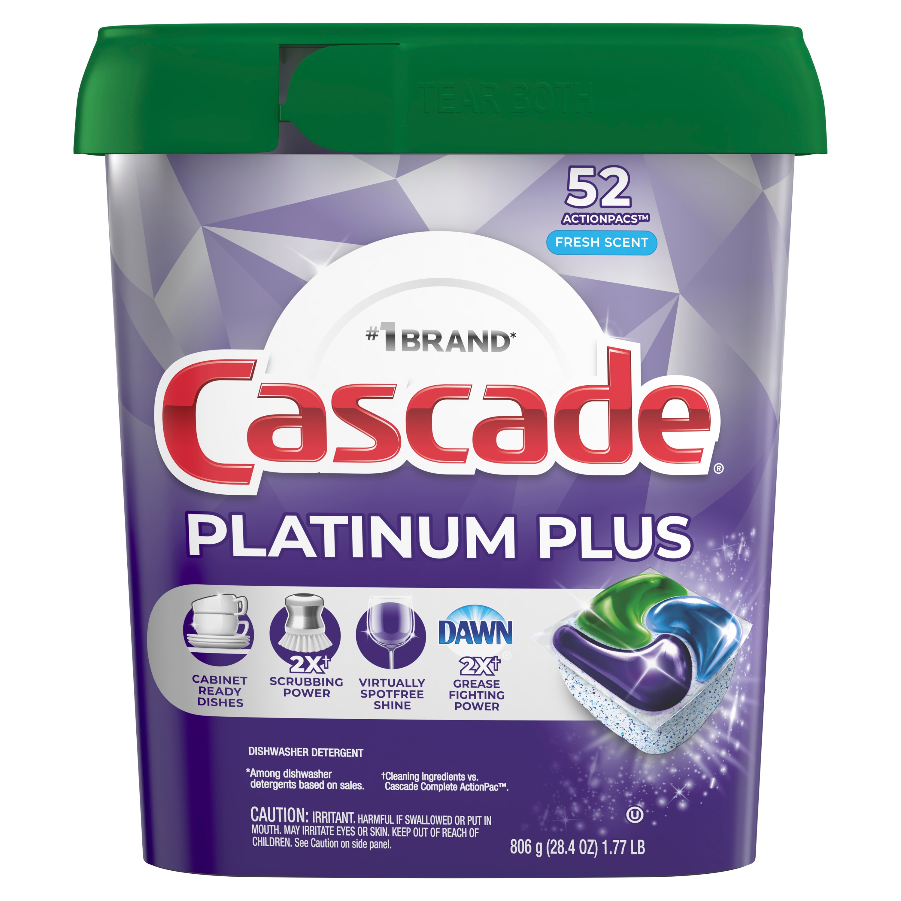 Cascade Platinum ActionPacs 3-Pack 52-Count Fresh Scent Dishwasher ...