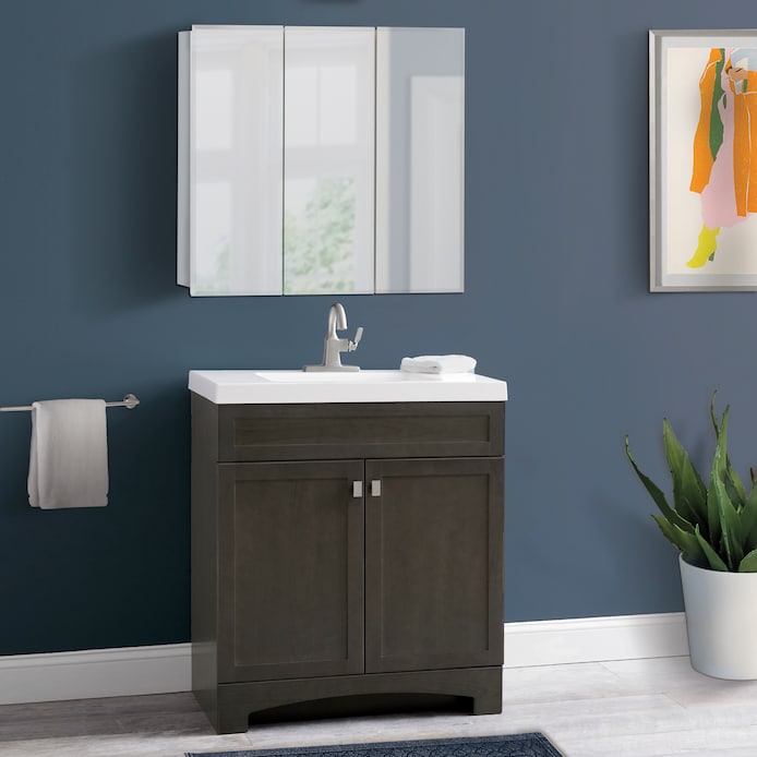 Style Selections Contemporary White Tri View Mirrored Medicine Cabinet Collection At Lowes Com
